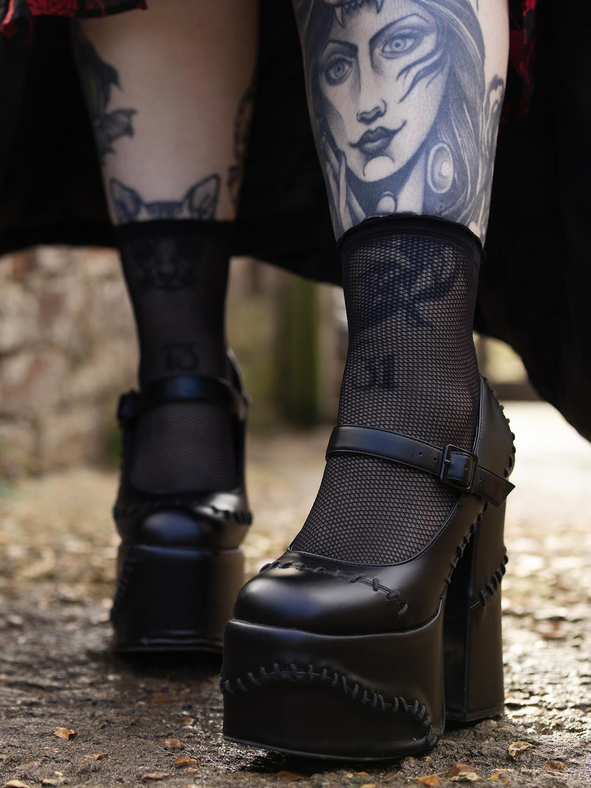 Fishnet Ankle Socks - Black