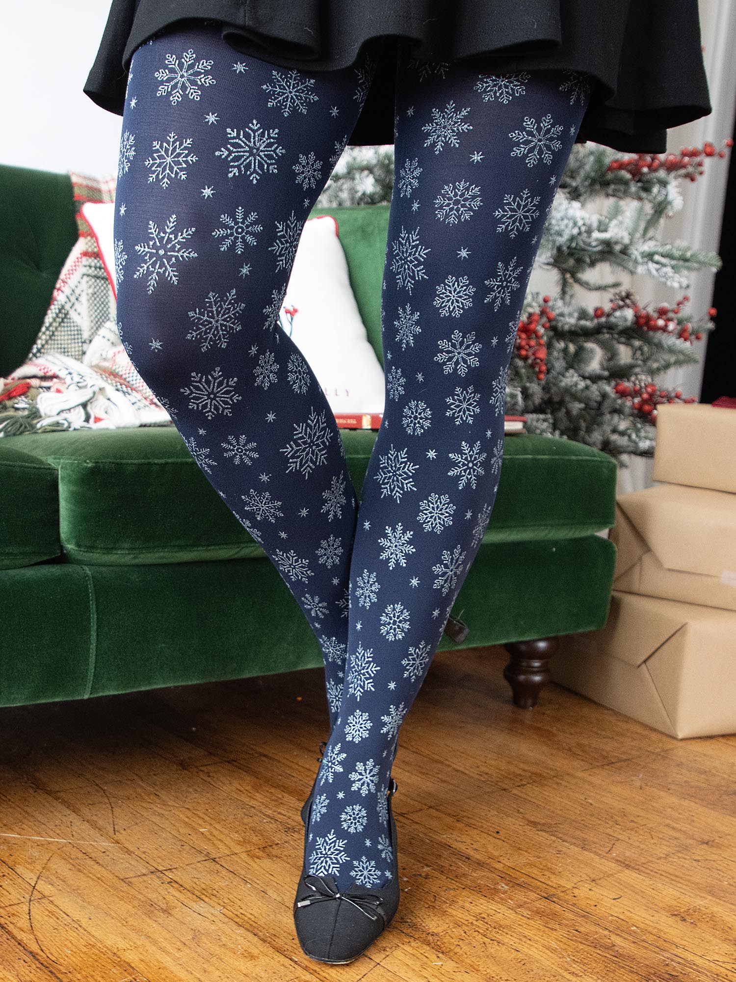 Ice Ice Baby | Navy Sparkly Christmas Tights – Snag