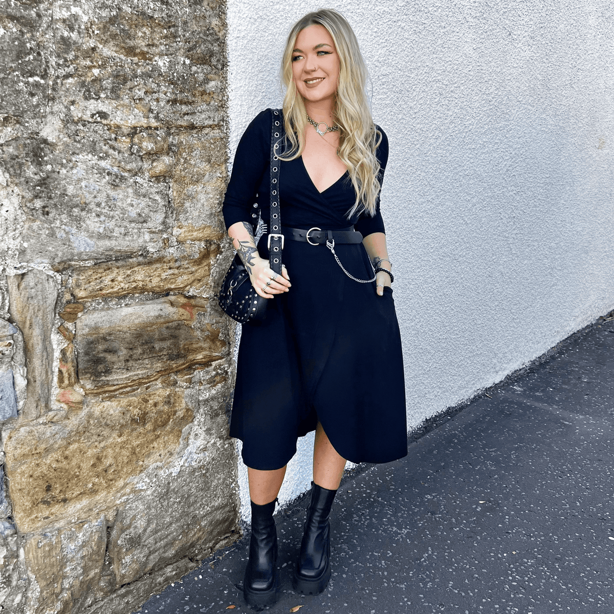 SID WRAP DRESS - CREPE BLACK main image 0