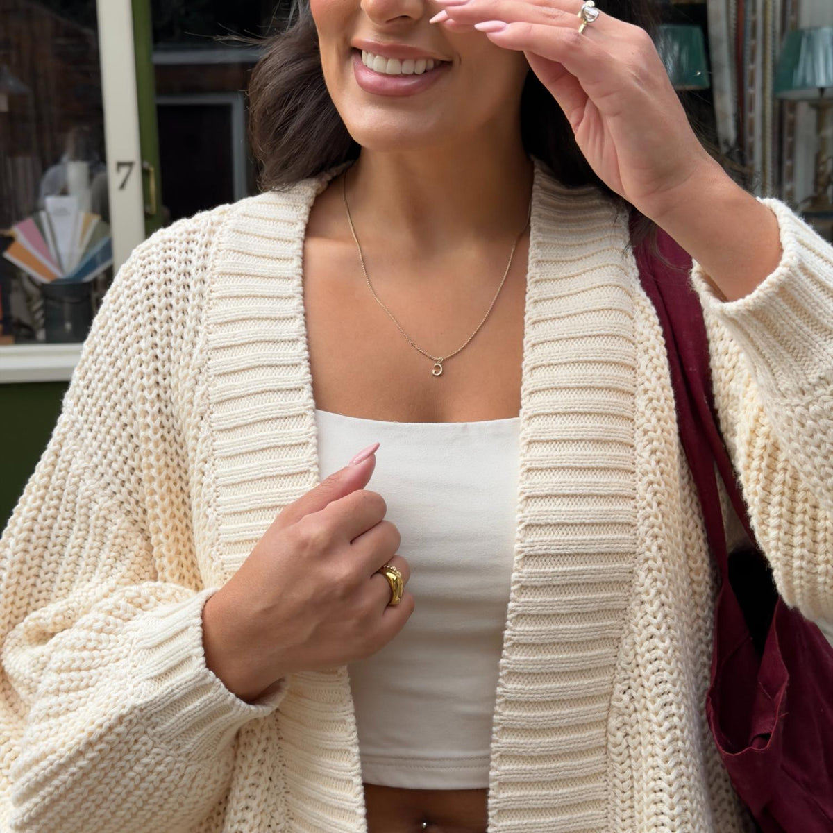 Chunky Knit Cotton Cardigan - Cream