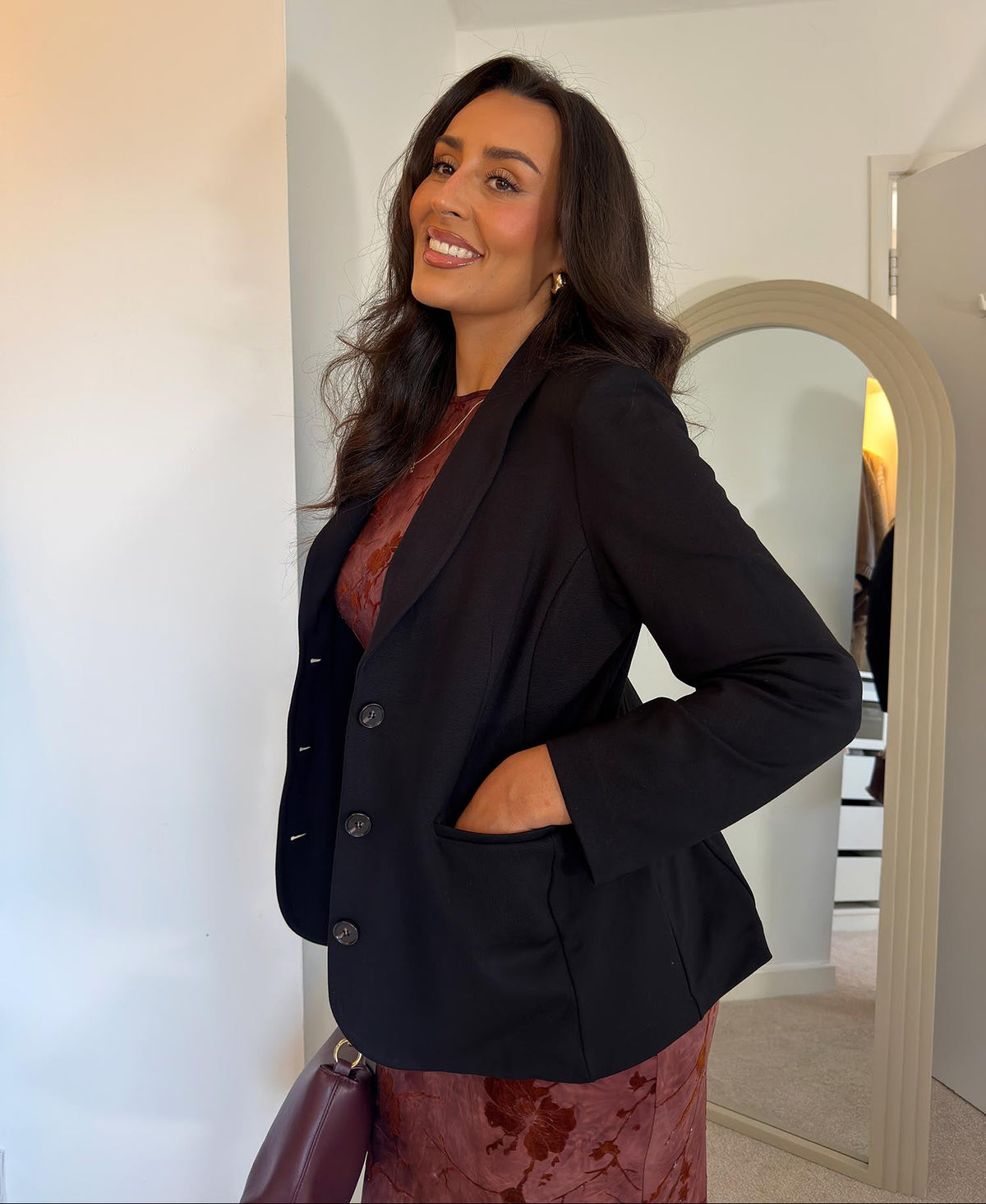 Tailored Ponte Roma Blazer - Black