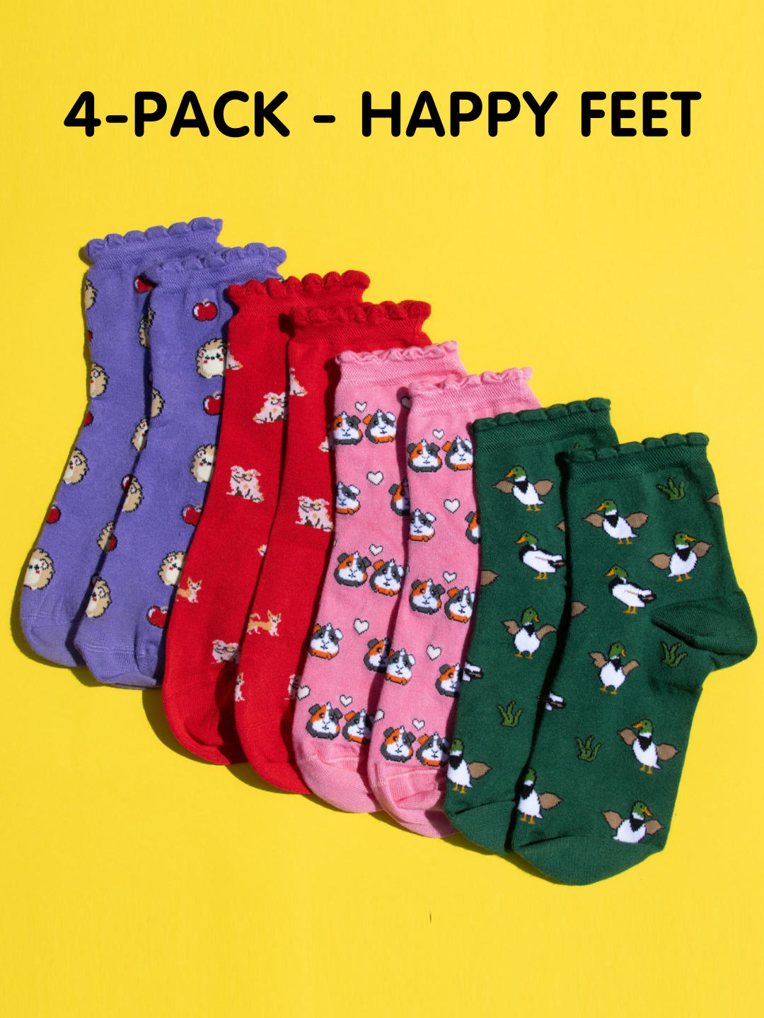 Ultimate Bamboo Ankle Socks - Happy Feet 4 Pairs Bundle