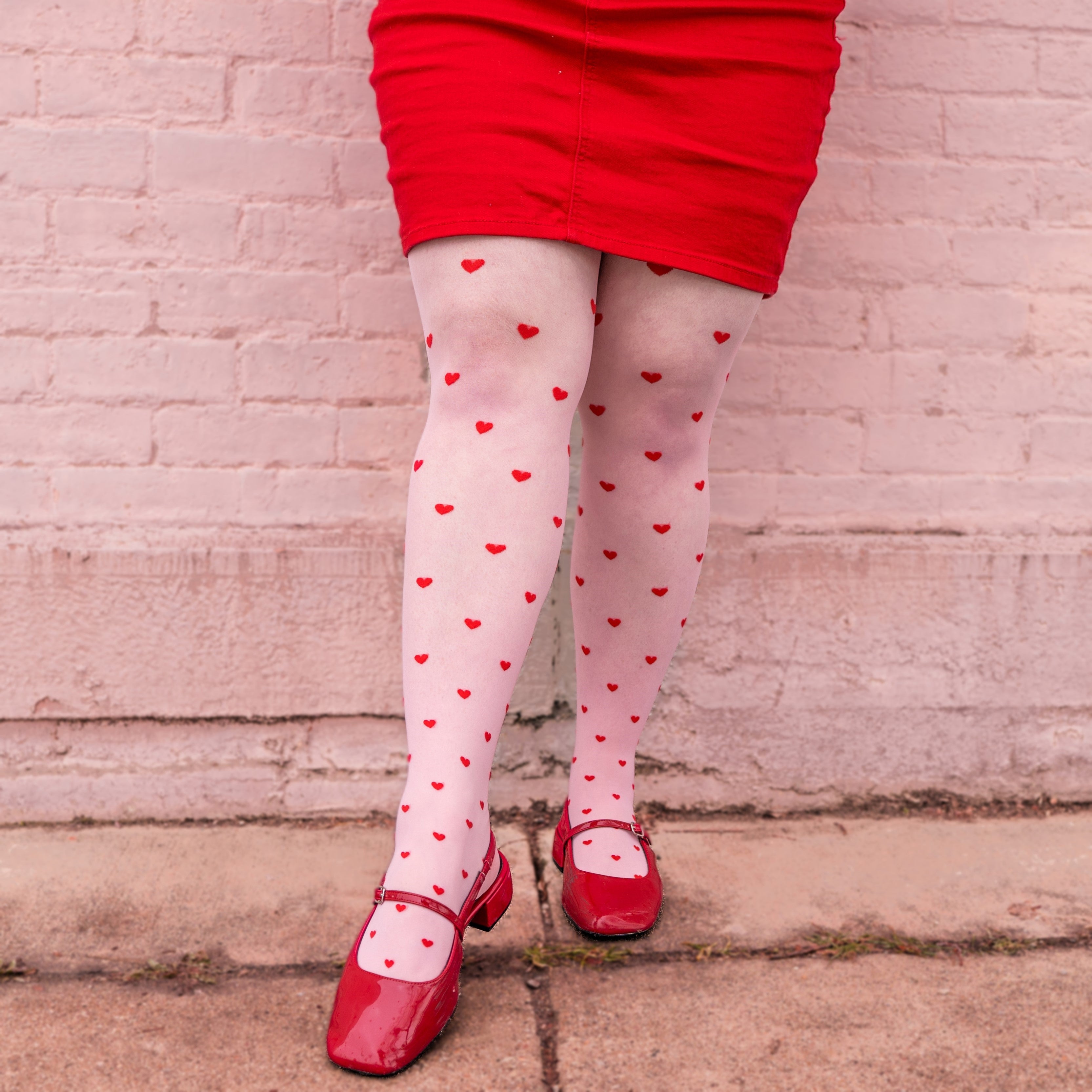 80 Denier Heart Patterned Pink Coloured Tights