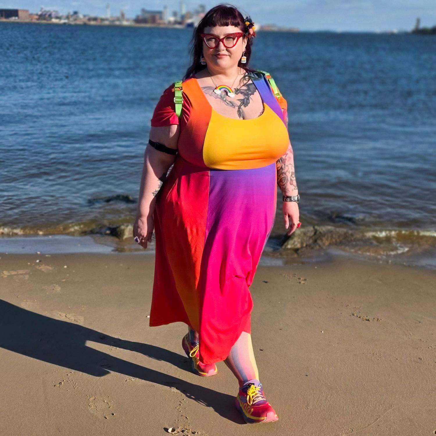 Vanessa Midi A-Line Dress - Rainbow