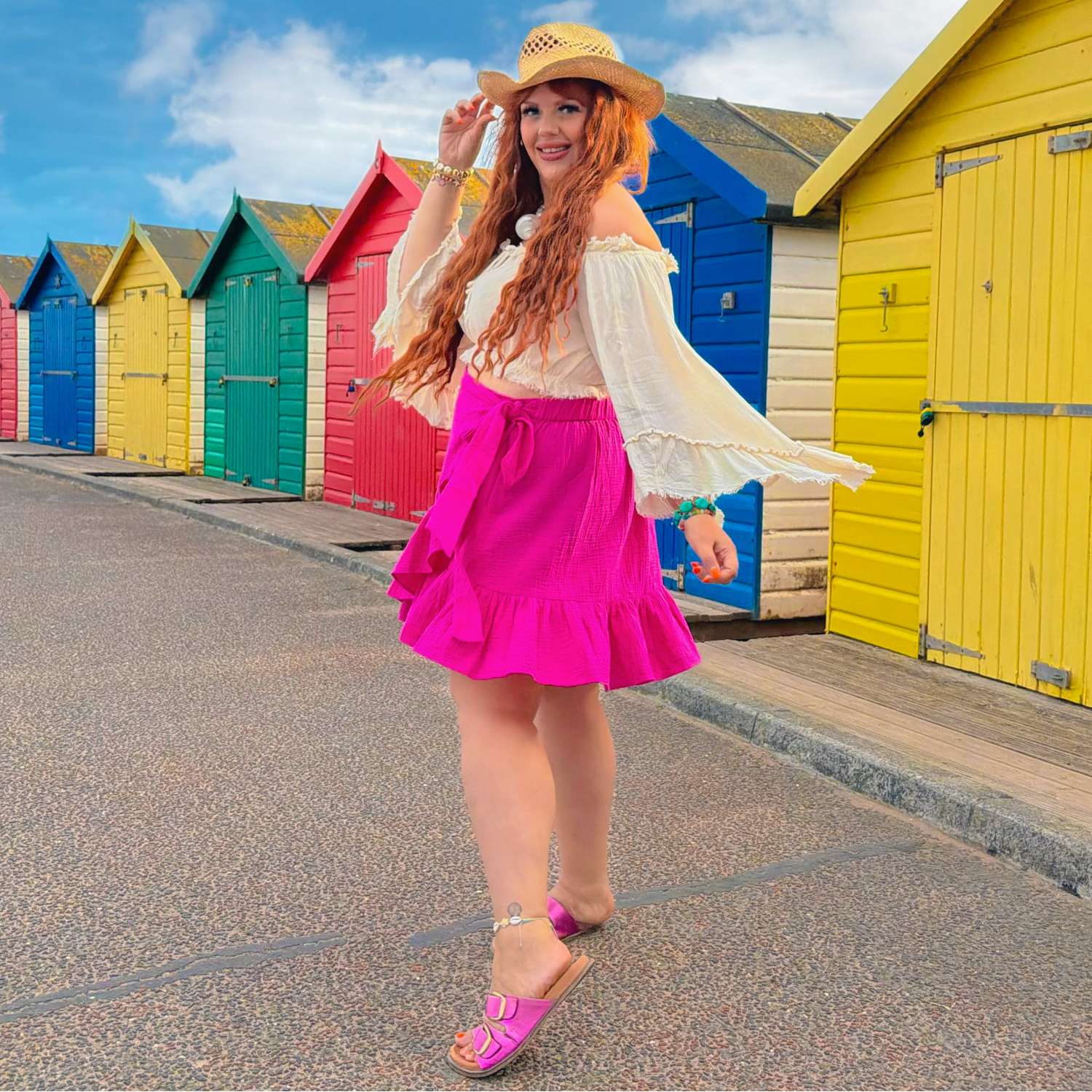 Mary Cotton Gauze Wrap Skirt - Peony