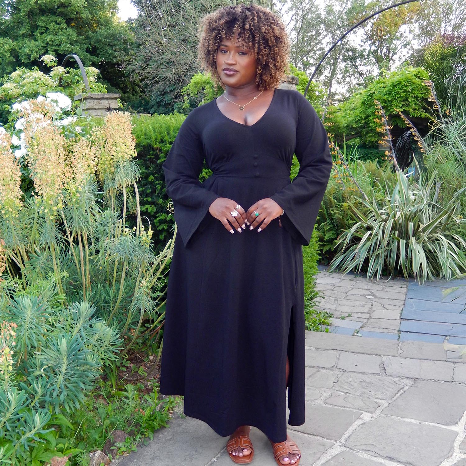 Midaxi Bell Sleeve Dress - Black - Tights & Clothes In Sizes 4-38 - Snag Midaxi Bell Sleeve Dress - Black - Tights & Clothes In Sizes 4-38 - Snag