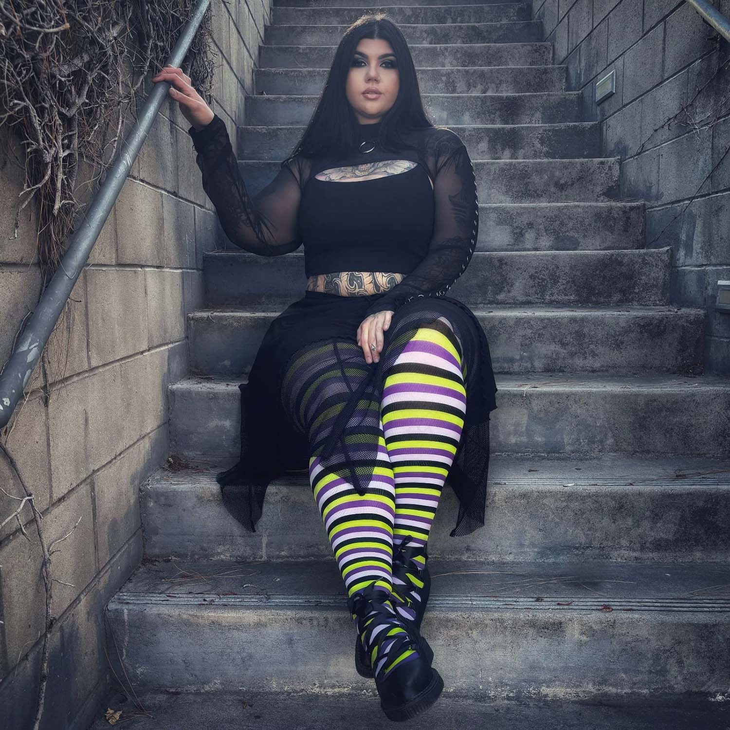 120 Denier Striped Tights Viper