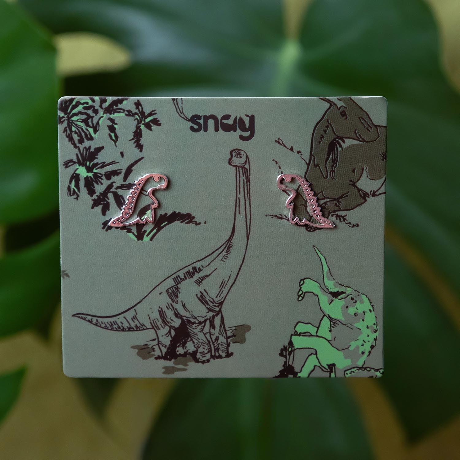 Dinosaur Stud Earrings - Silver