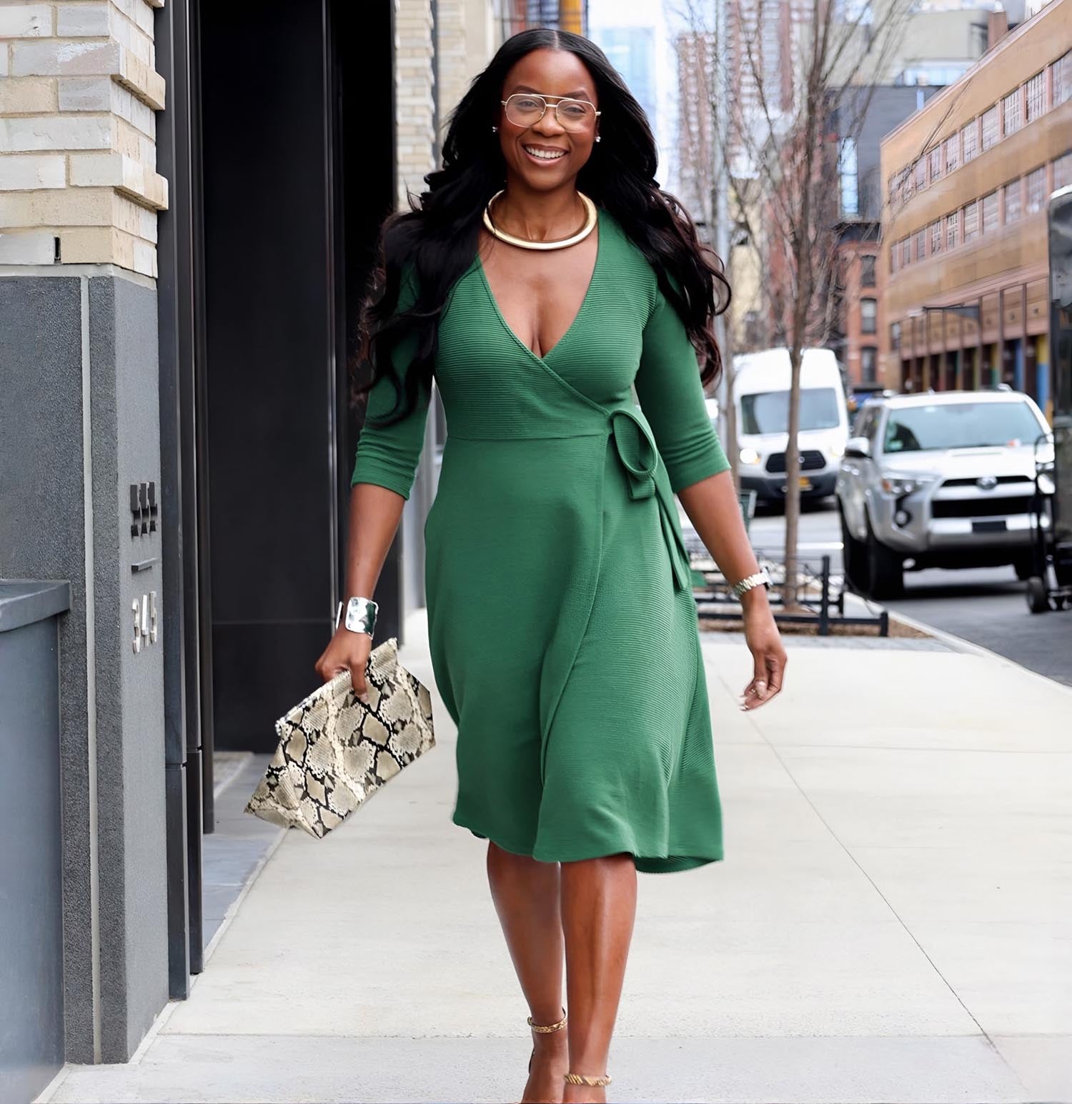 Bergame Green Knitted Wrap Dress | La petite garçonne Bergame Green Knitted Wrap Dress | La petite garçonne