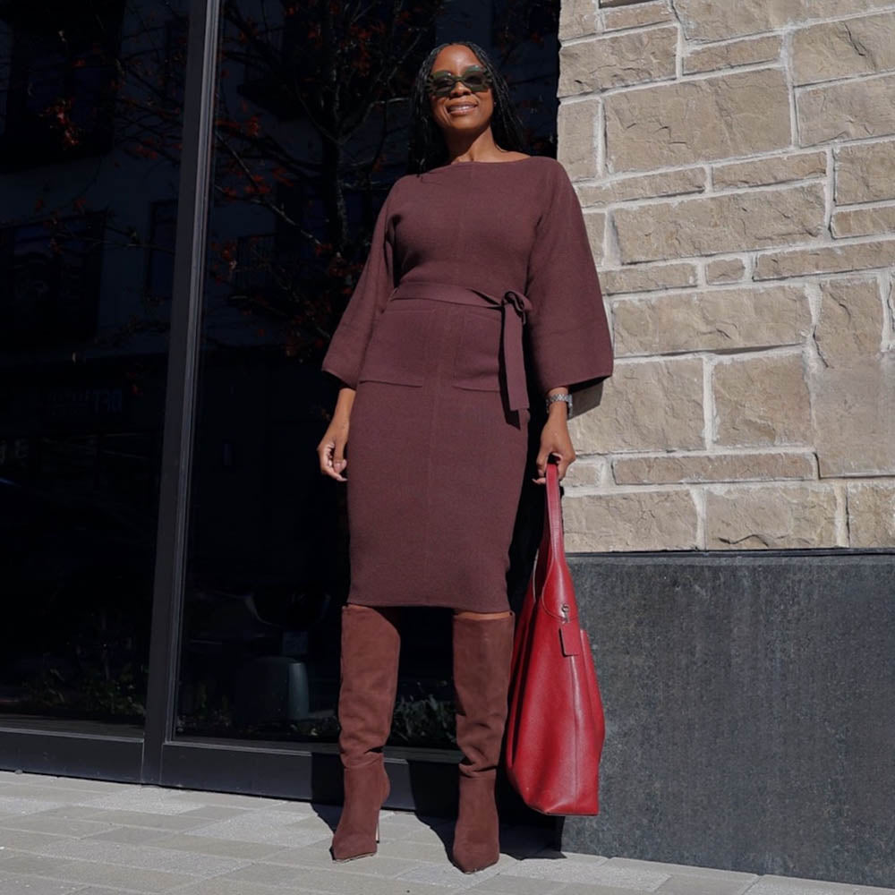 Midi Knitted Cocoon Dress in Hot Chocolate | Cloud Knit – Snag