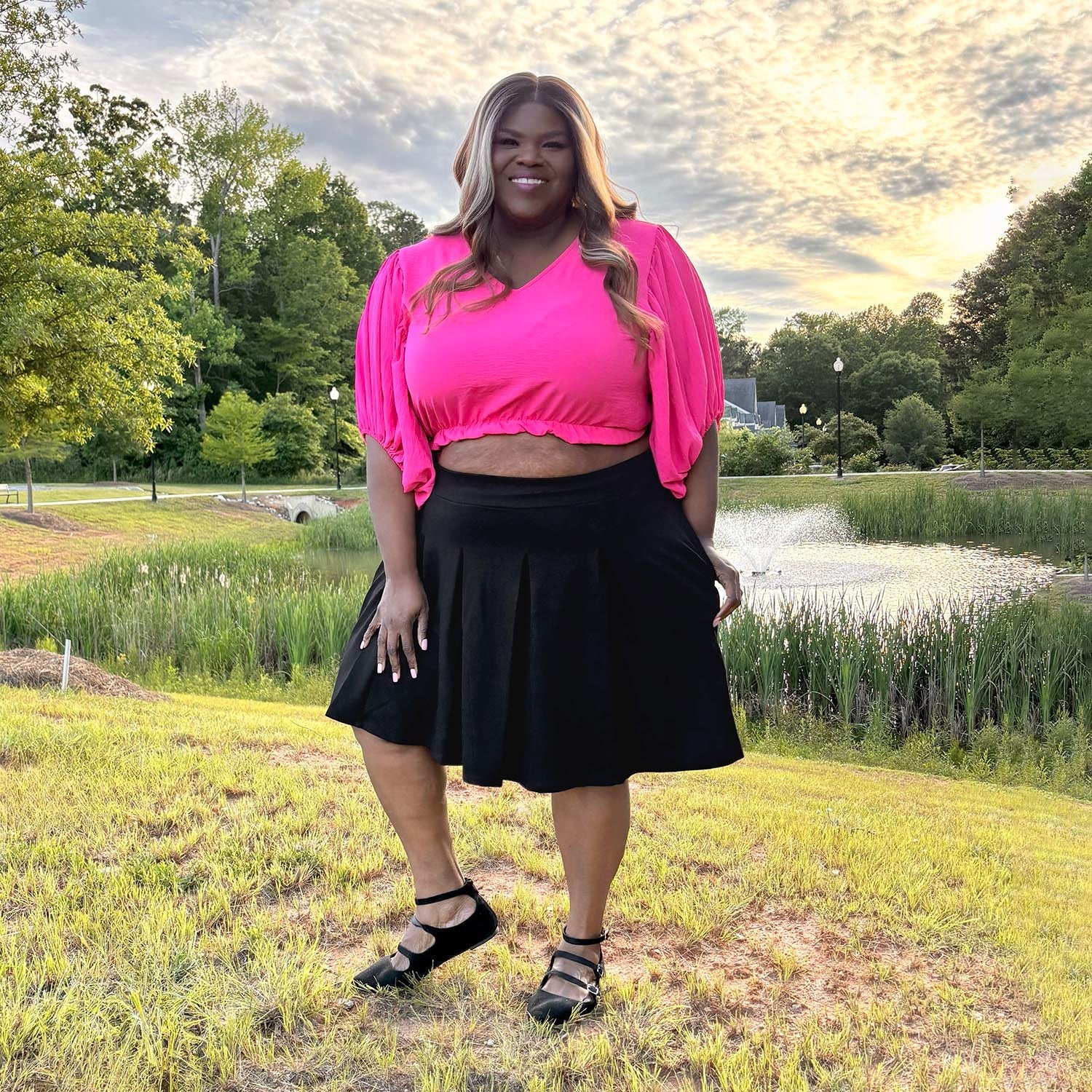 Petal Pleated Skort Black – Snag - Main Image