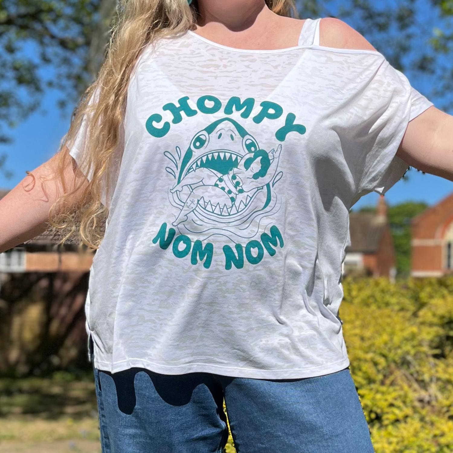 Chompy Shark Print Off-Shoulder T-Shirt | Sizes 4-38 | Snag