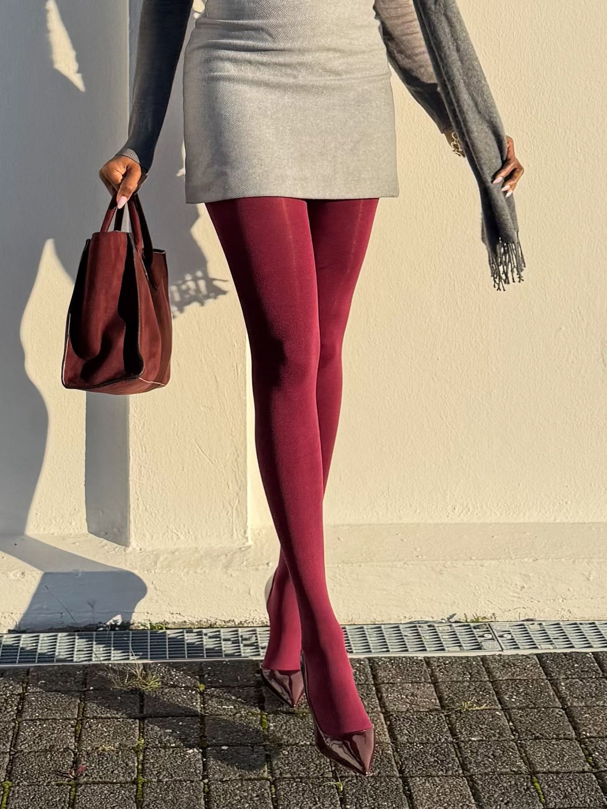 120 Denier Super-Opaque Tights - Burgundy