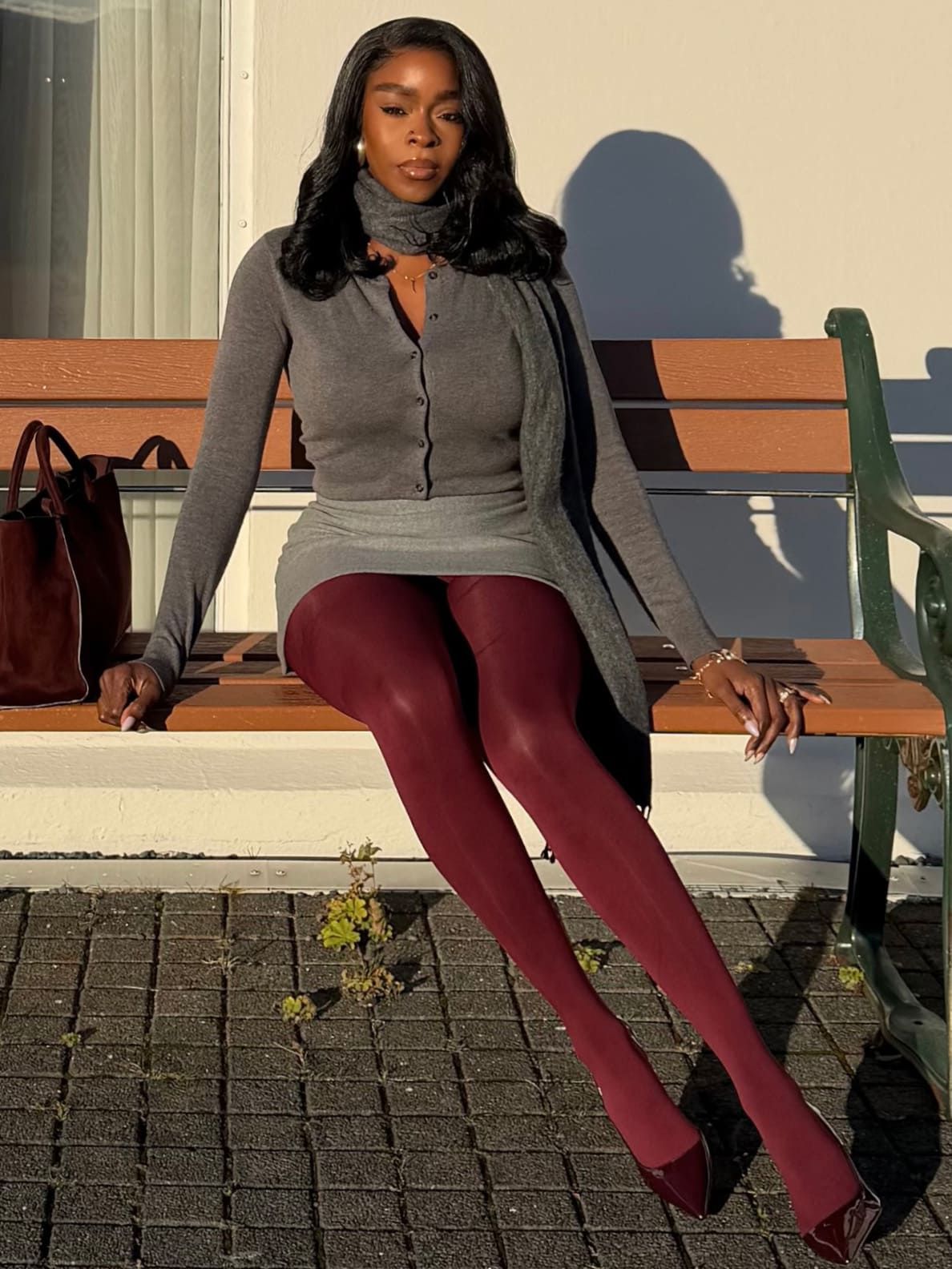 120 Denier Super-Opaque Tights - Burgundy