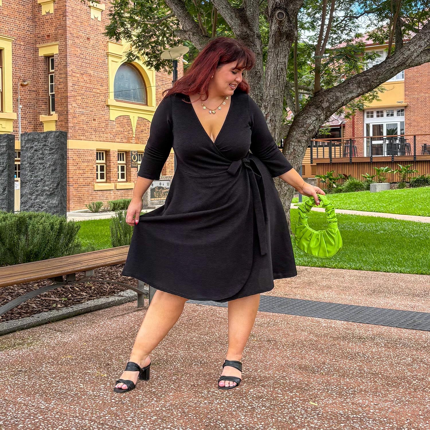 Ottoman Wrap Around Dress Black Tights Clothes In Sizes 4-38