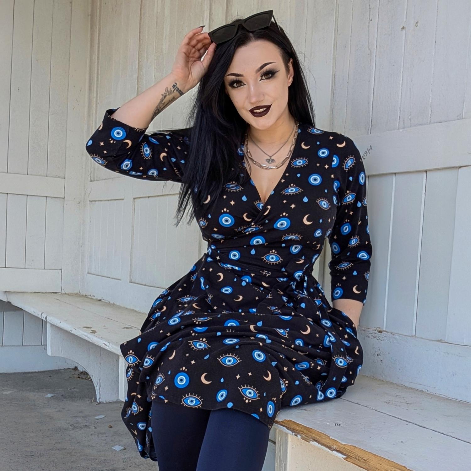 Evil Eye Black Wrap Dress | Sizes 4-38 | Snag Evil Eye Black Wrap Dress | Sizes 4-38 | Snag