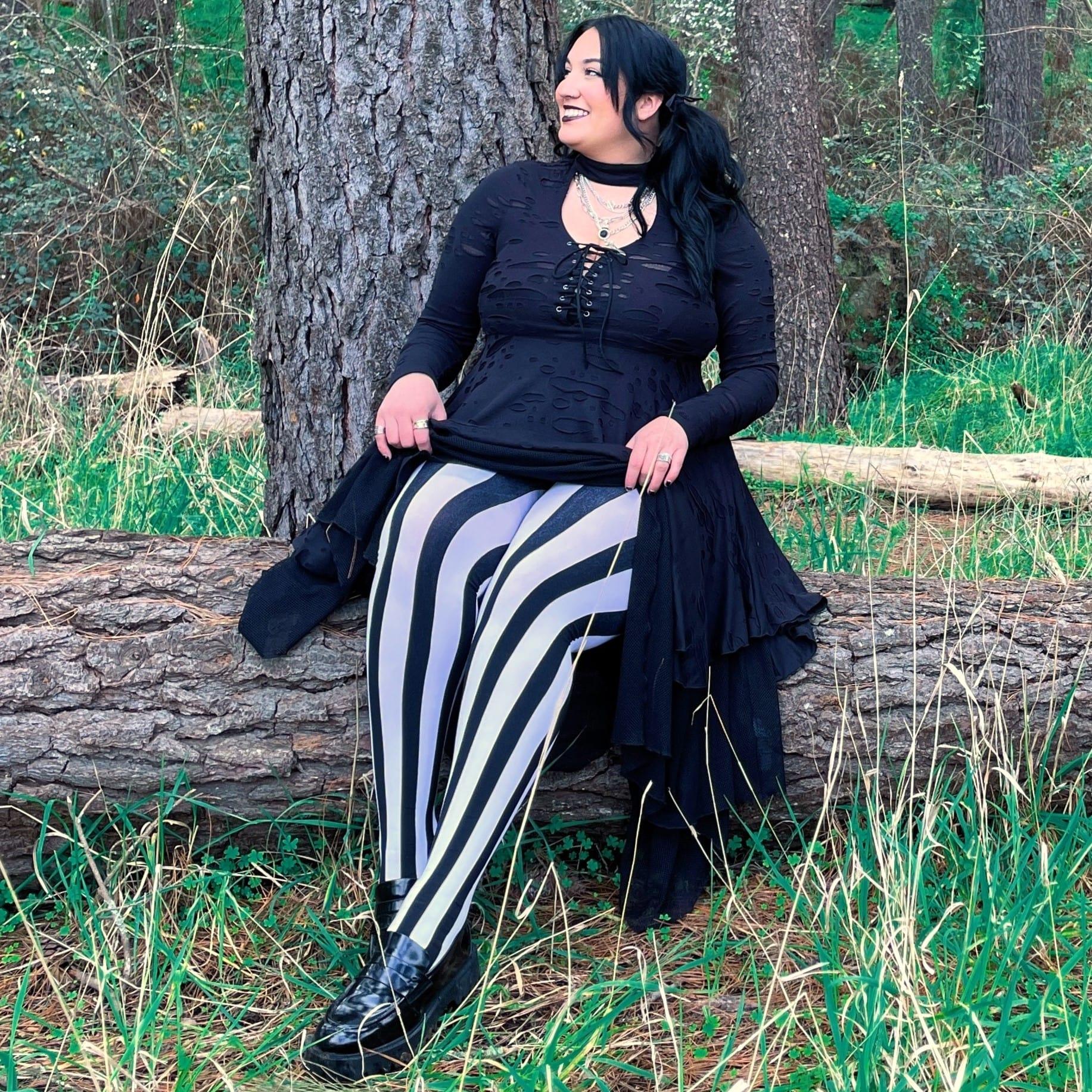 80 Denier & White Striped Tights Betelgeuse