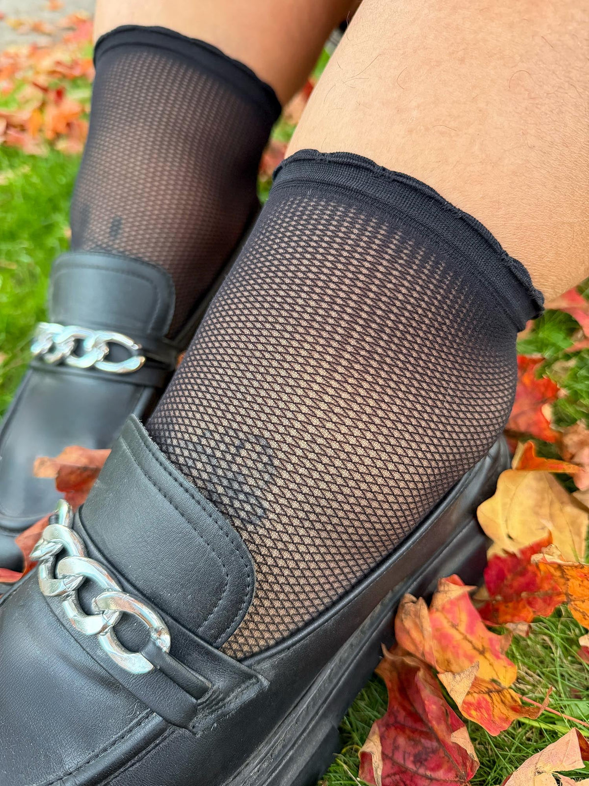 Fishnet Ankle Socks - Black