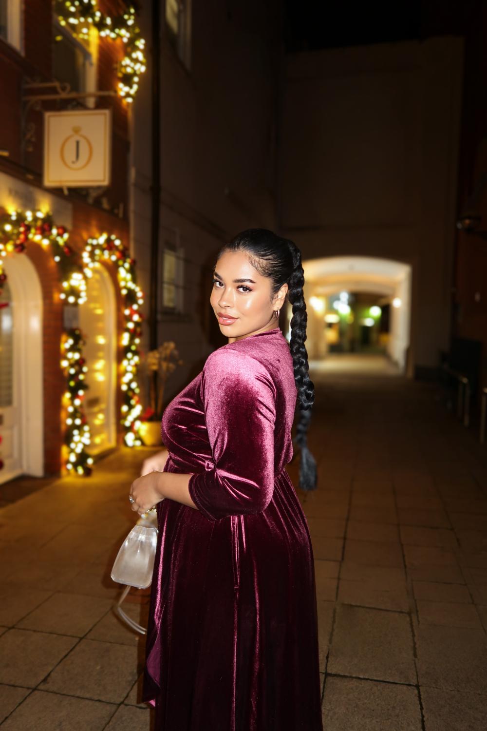 Velvet Wrap Dress in Cherry | Machine-Washable Party Glam – Snag