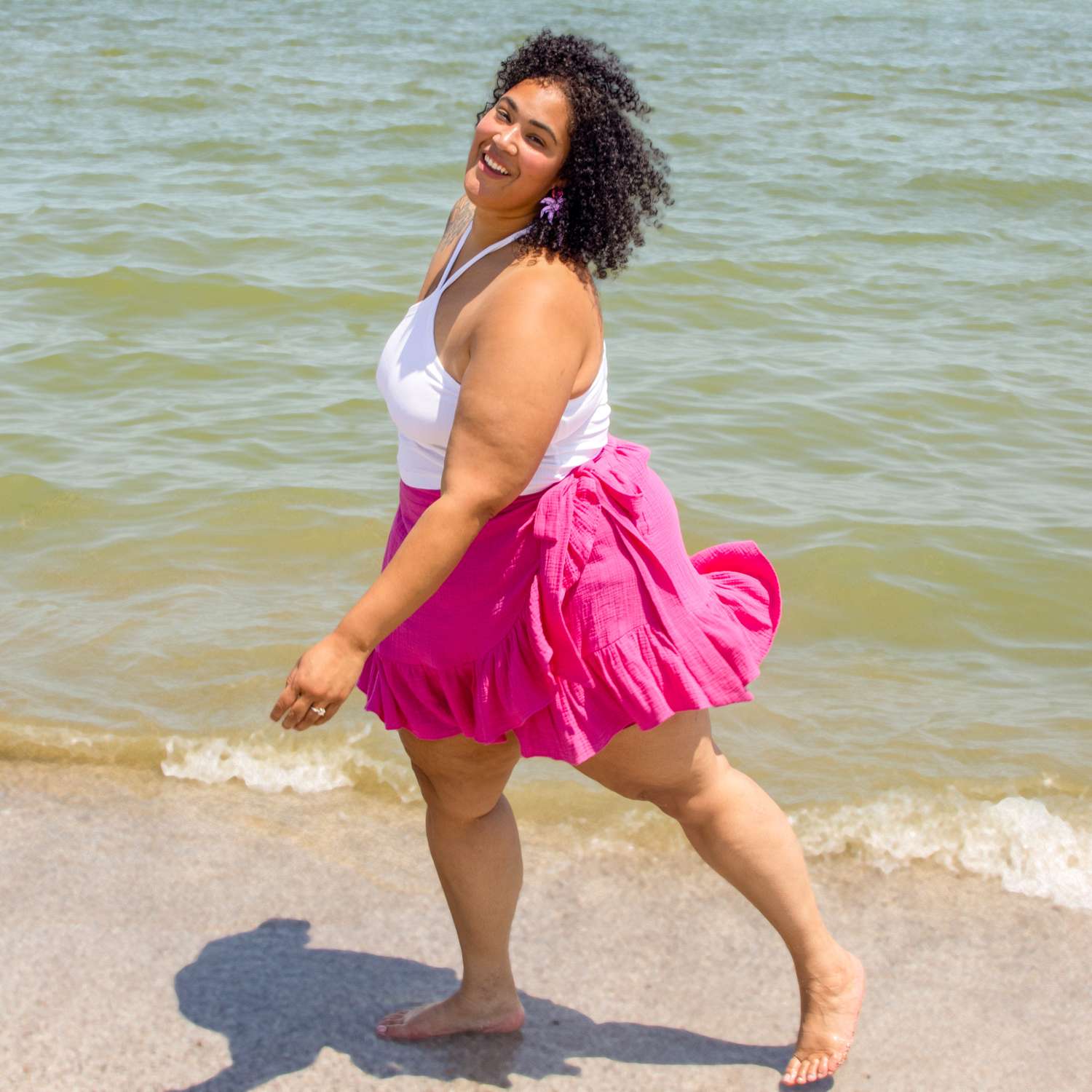 Mary Cotton Gauze Wrap Skirt - Peony
