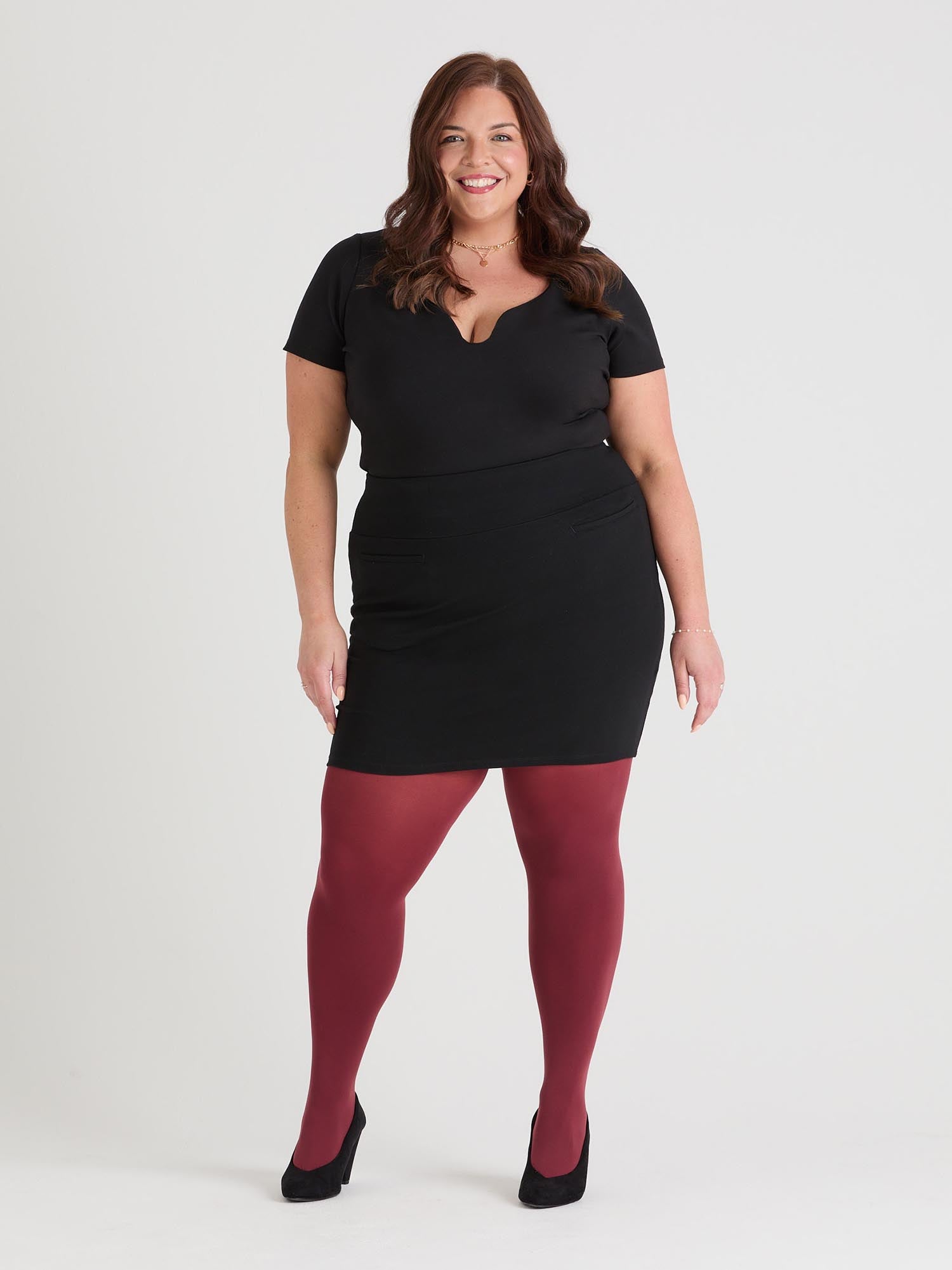 80 Denier Tights Burgundy Snag - Main Image