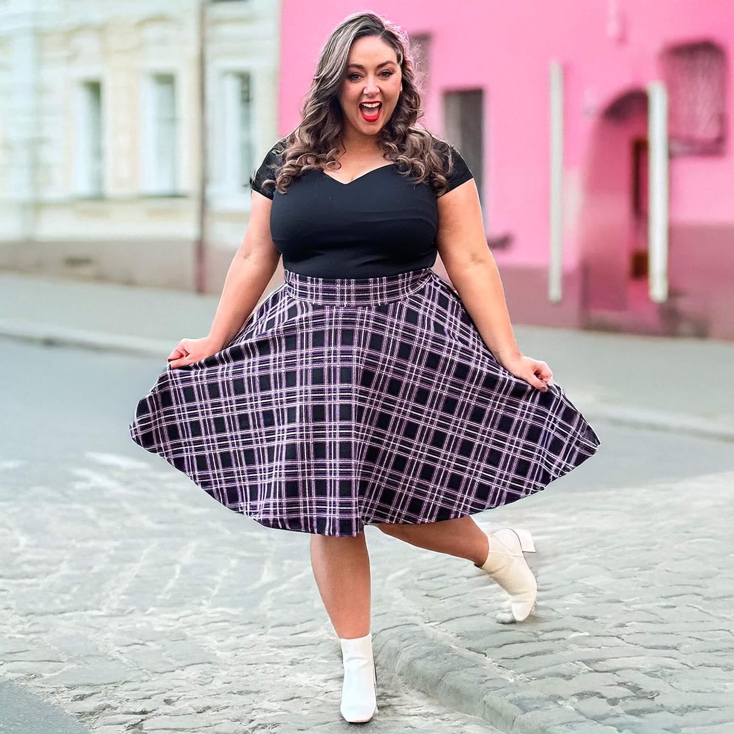 Plaid Flare Skirt Moorland (V2) Tights Clothes In Sizes 4-38