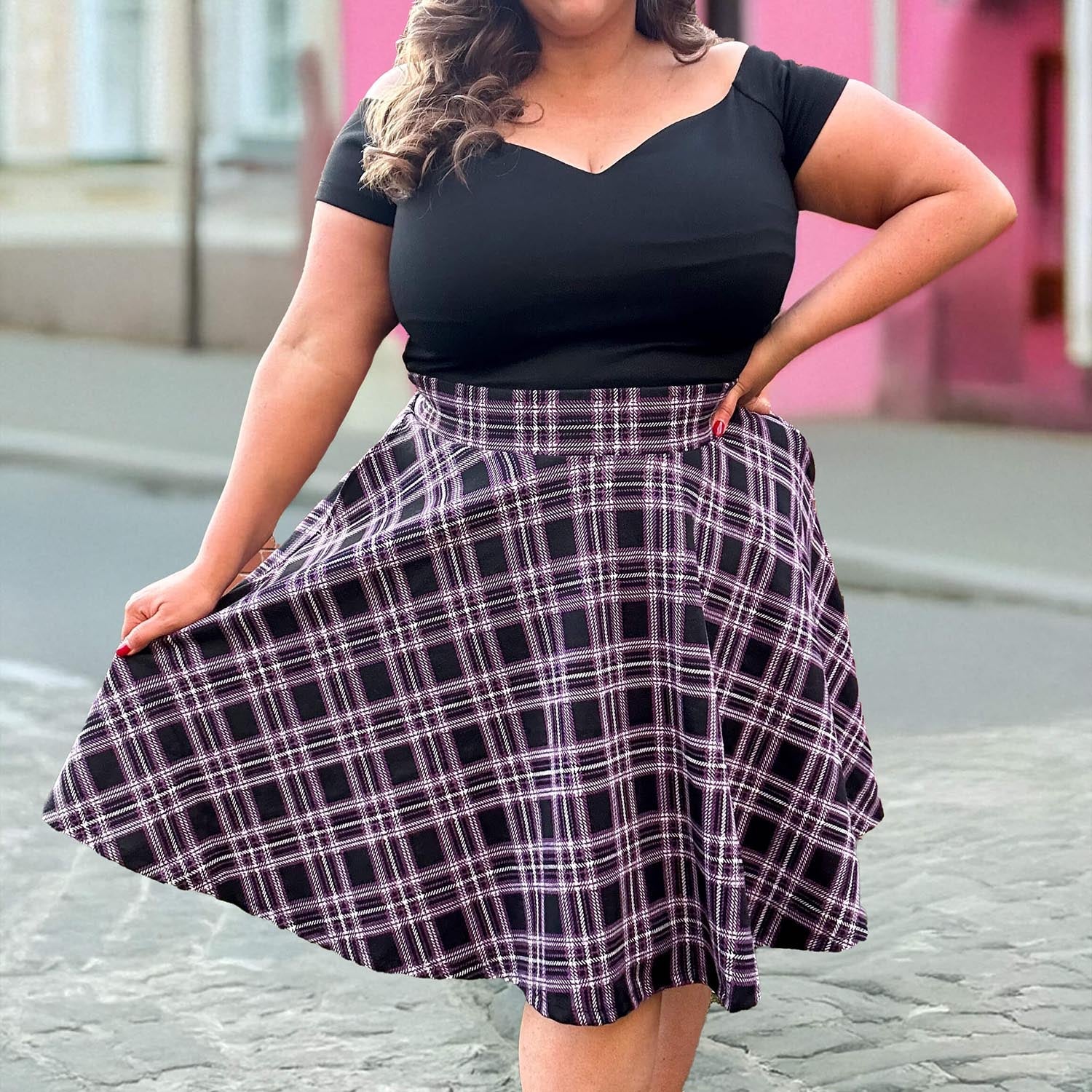 Moorland Plaid Flare Skirt | Purple Tartan Skater Skirt | Snag