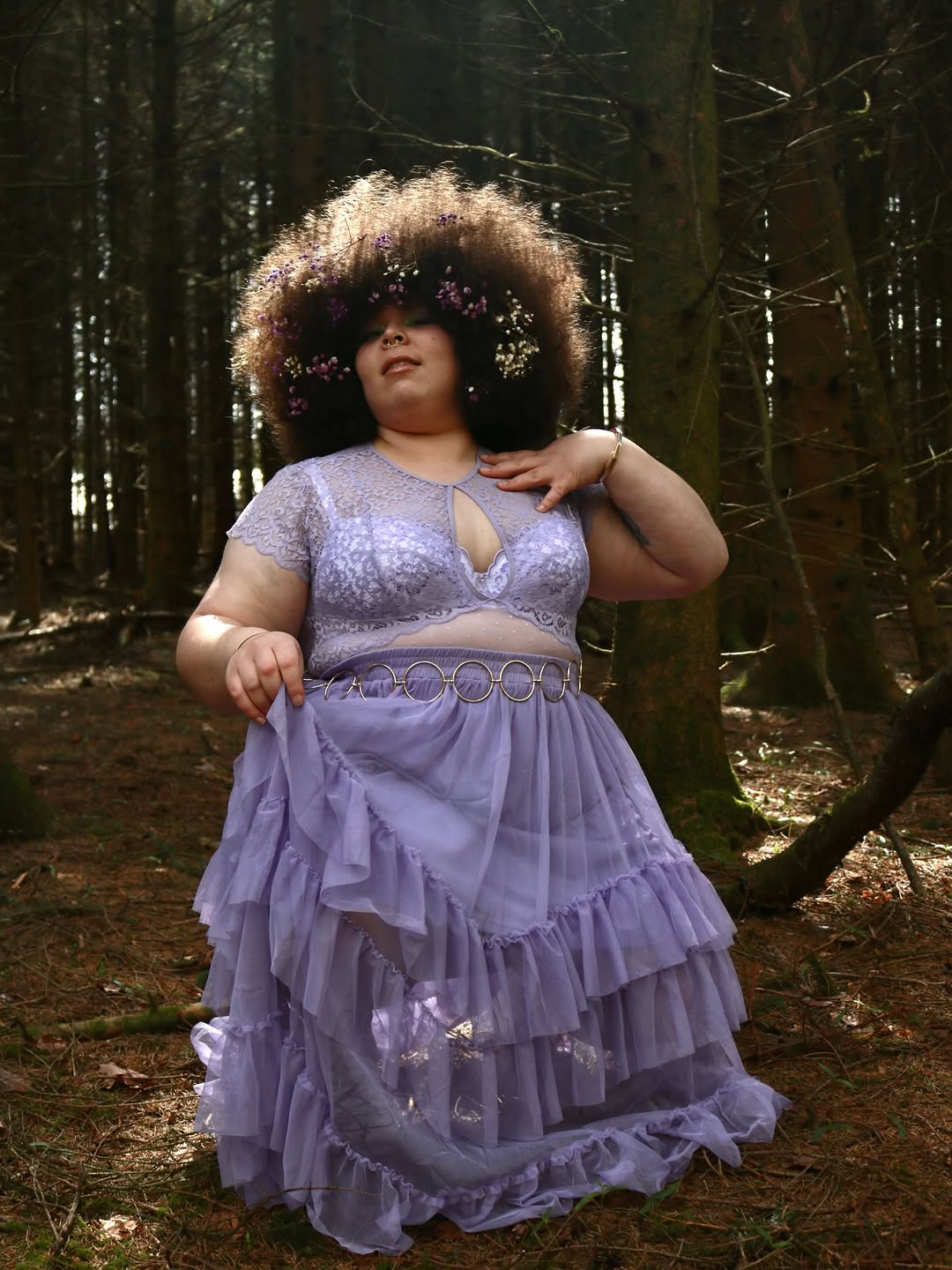 Maxi Mesh Skirt - Lavender Fields