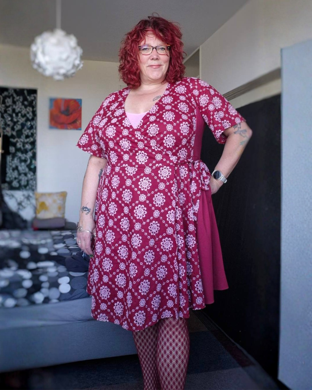 Broderie Anglaise Wrap Dress - Blood Red