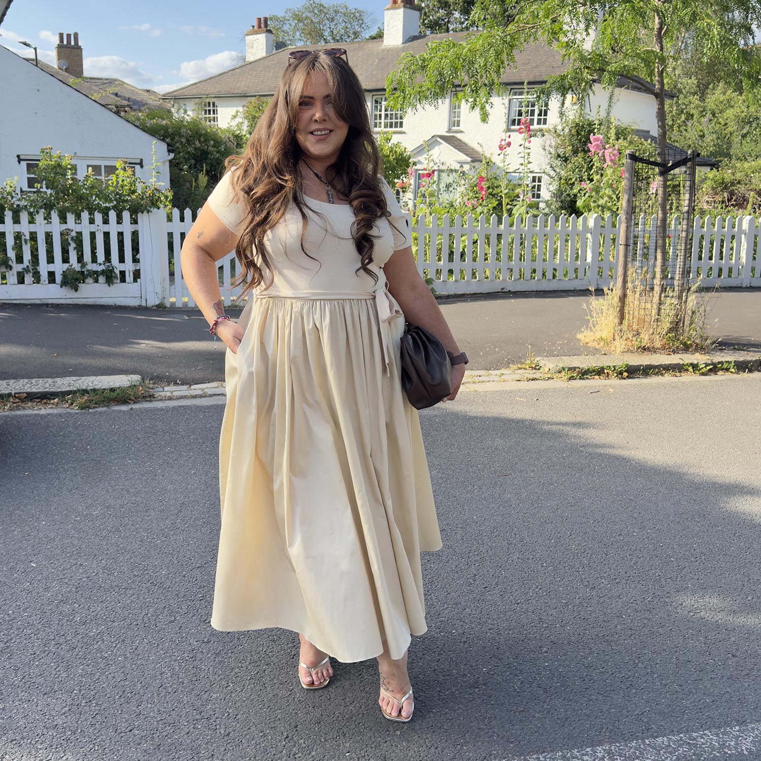 beige poplin dress Cream Poplin Long Sleeve Short Dress