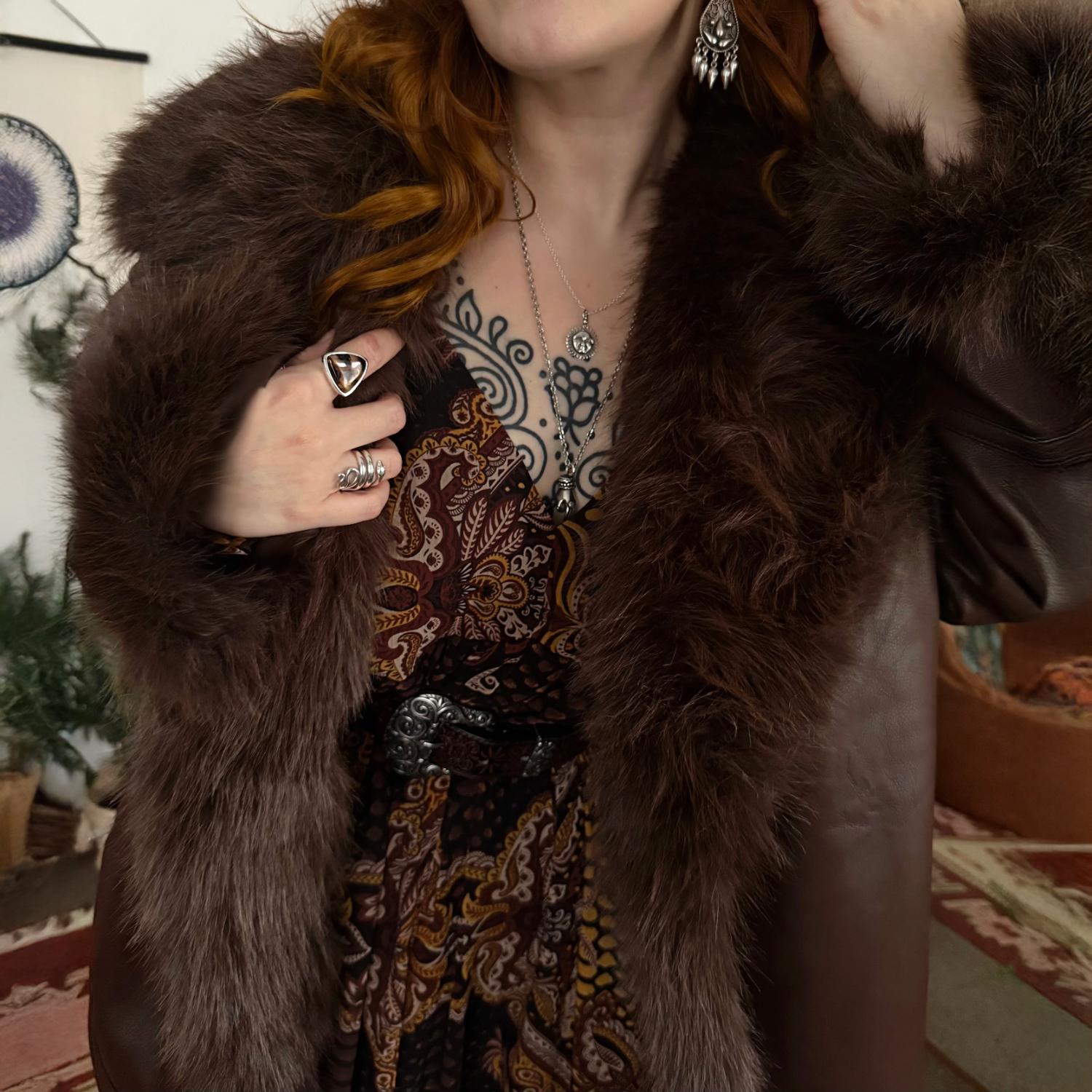 Brown Faux Fur Aviator Longline Jacket - Ethical & Inclusive Snag