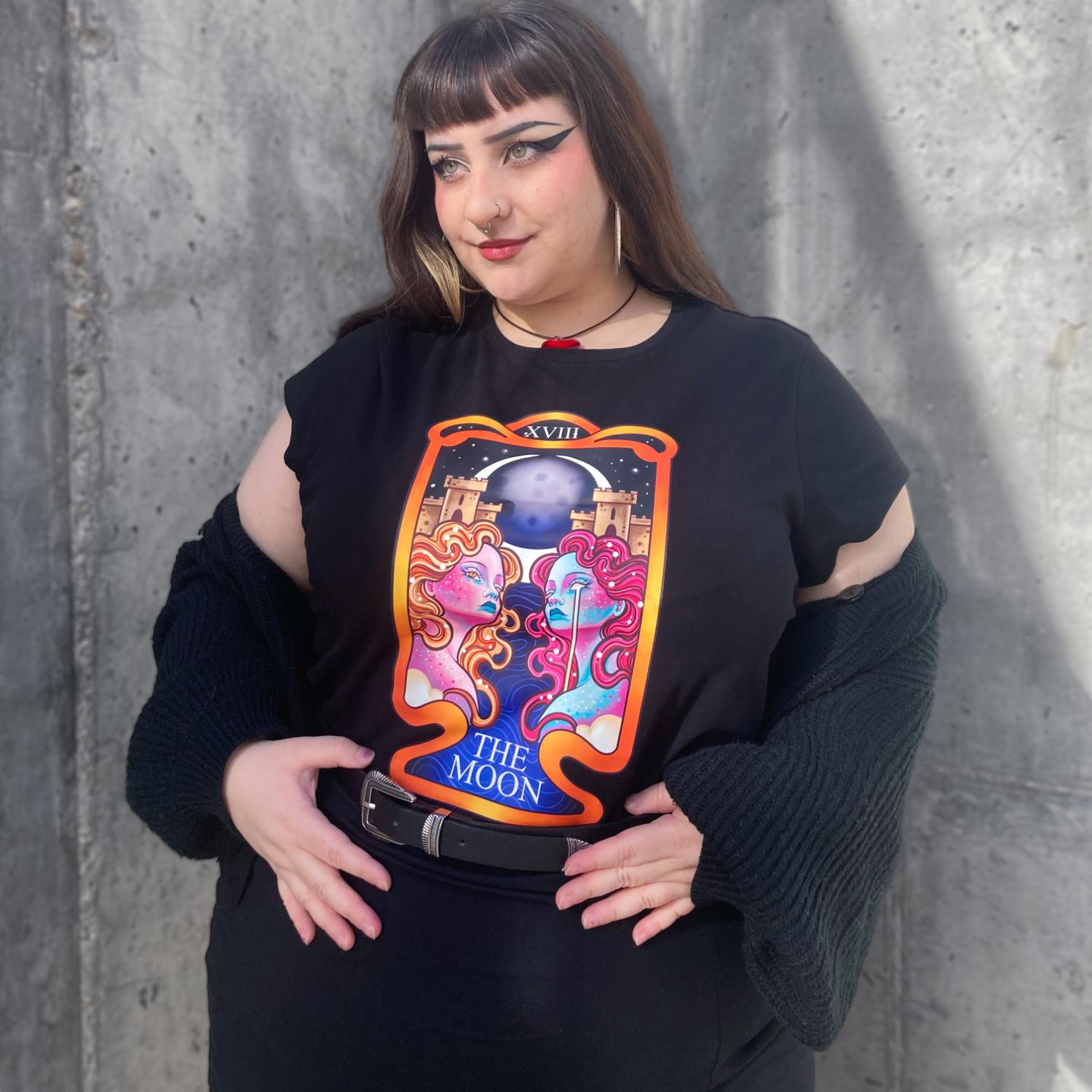 The Moon Tarot Baby T-shirt | Black Fitted Crop Top – Snag