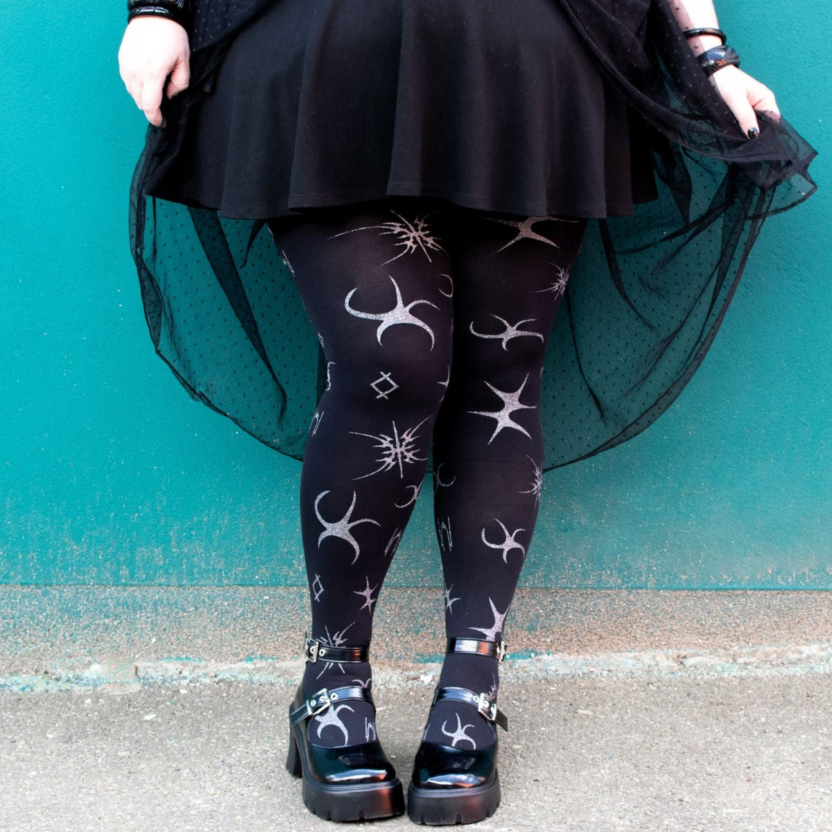 80 Denier Opaque Tights - Silver Ink