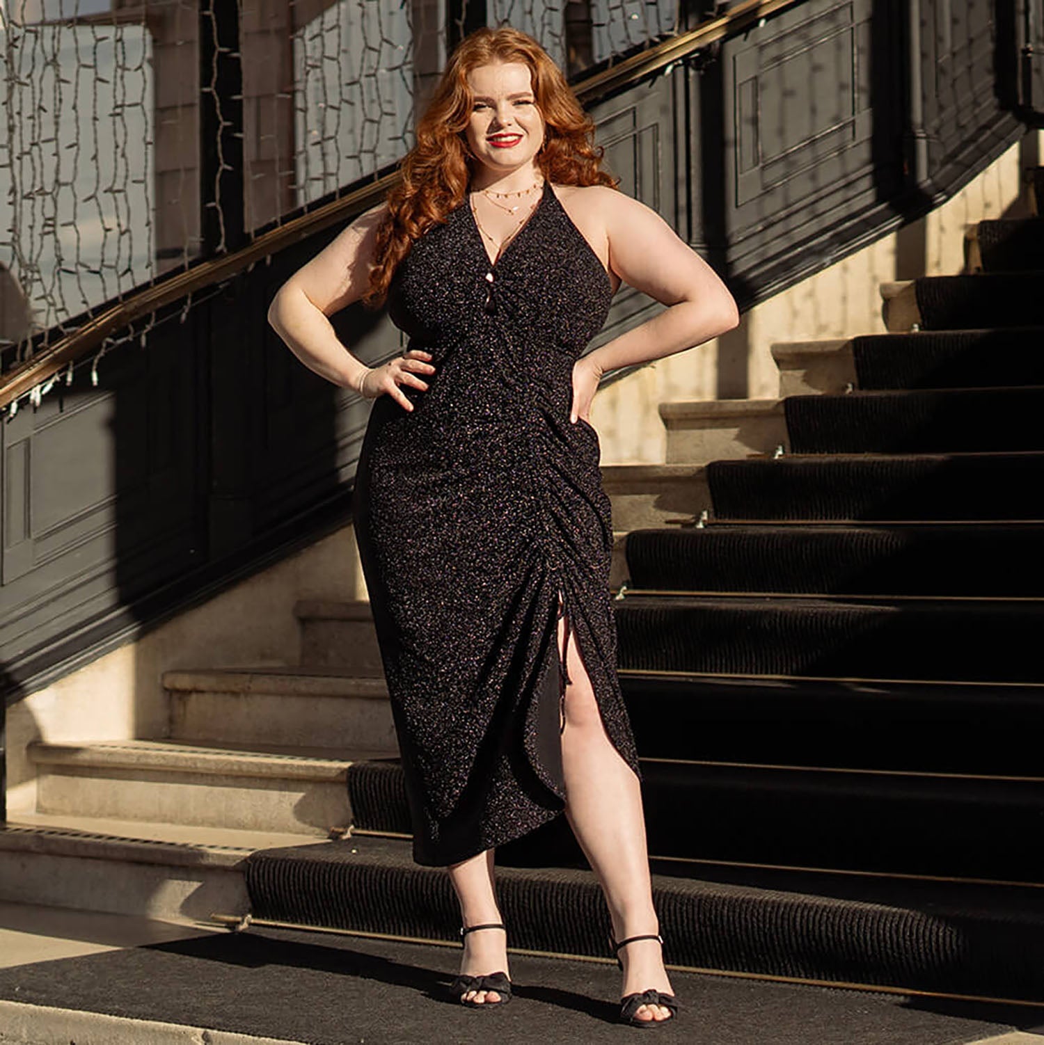 open lace back dress Lurex Halter Dress - Black - Tights & Clothes In Sizes 4-38