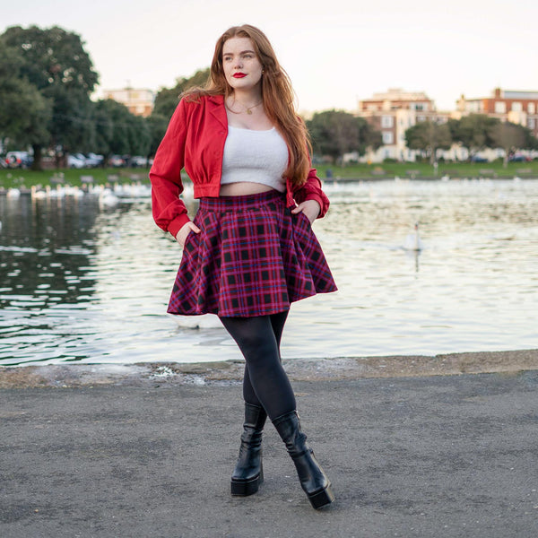 Fashion Style With Red Plaid Skirt Fashion Red And Black Plaid