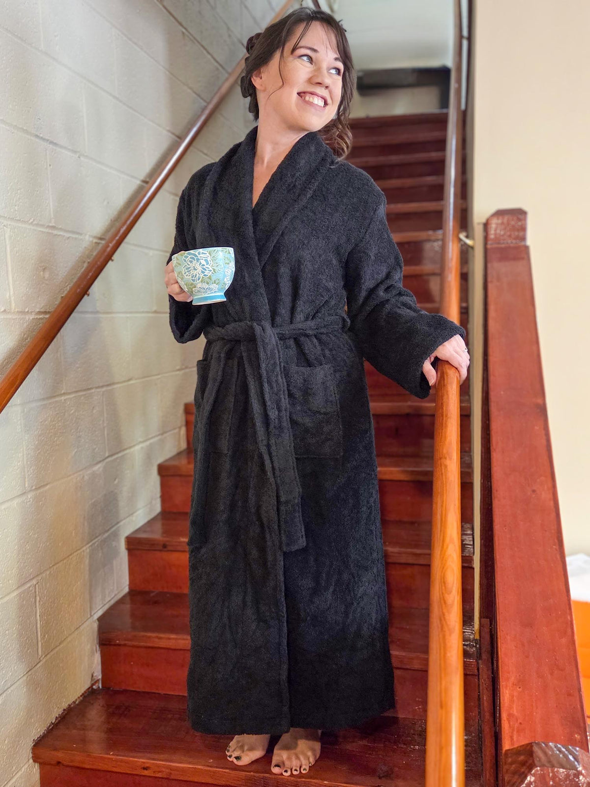 Floof Bath Robe - Black