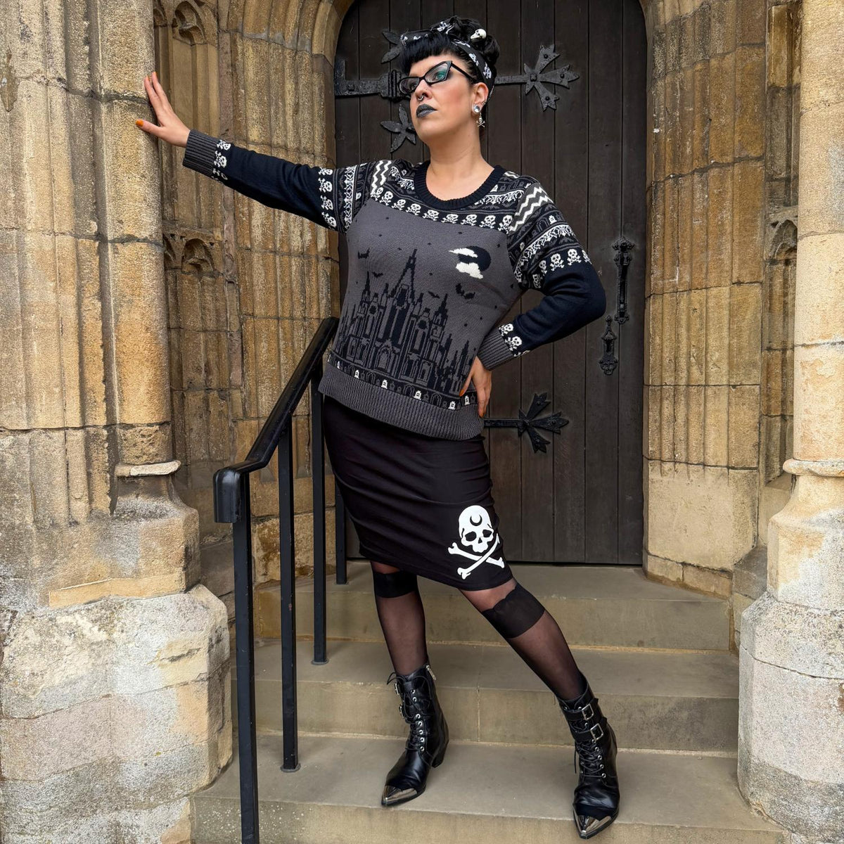 Fair Isle Jumper - Haunted House - Black/Grey