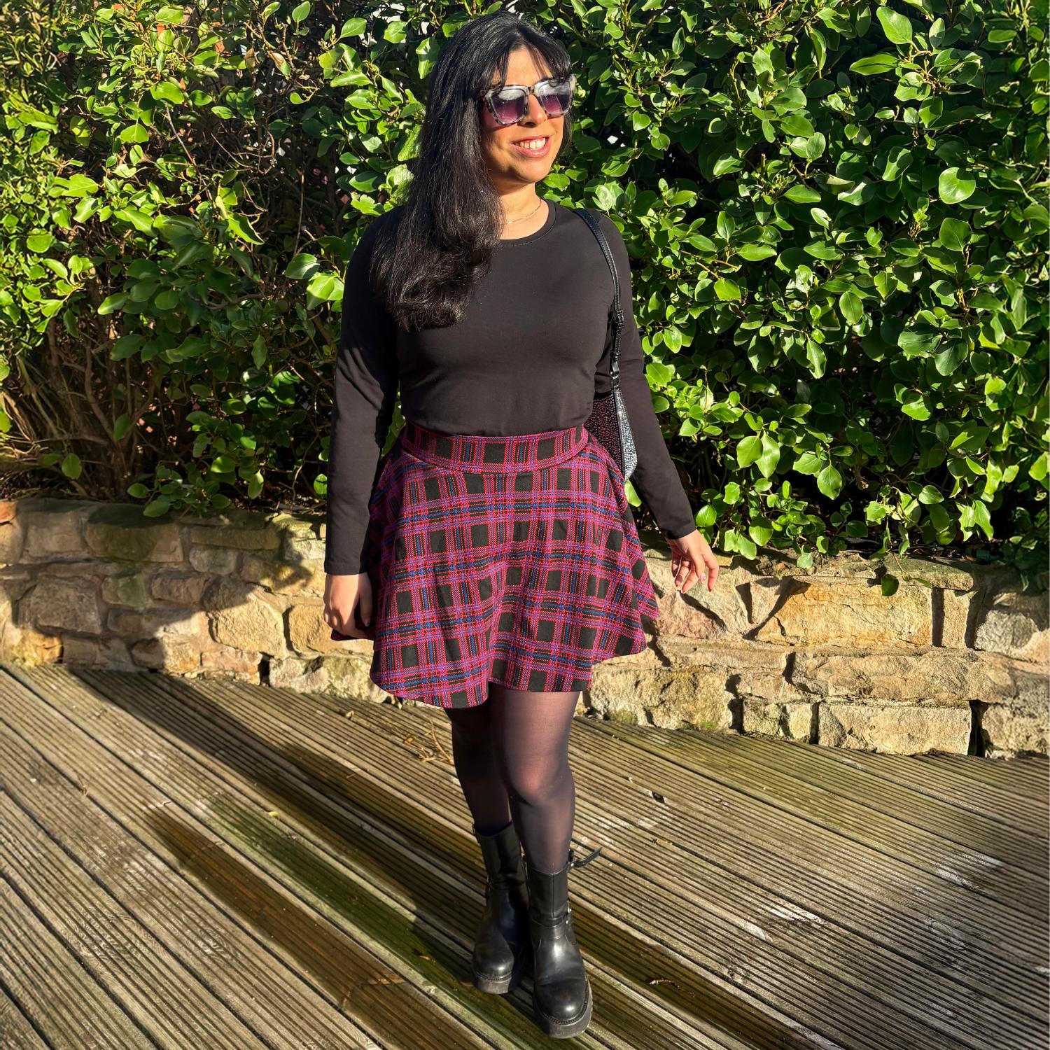 Cotton Long Sleeve Crew Neck Top - Black