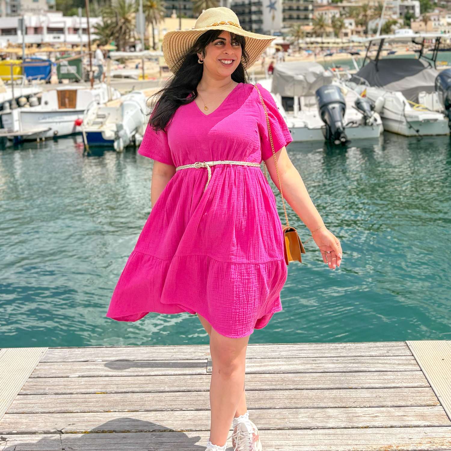 Cotton Gauze Tiered Mini Dress