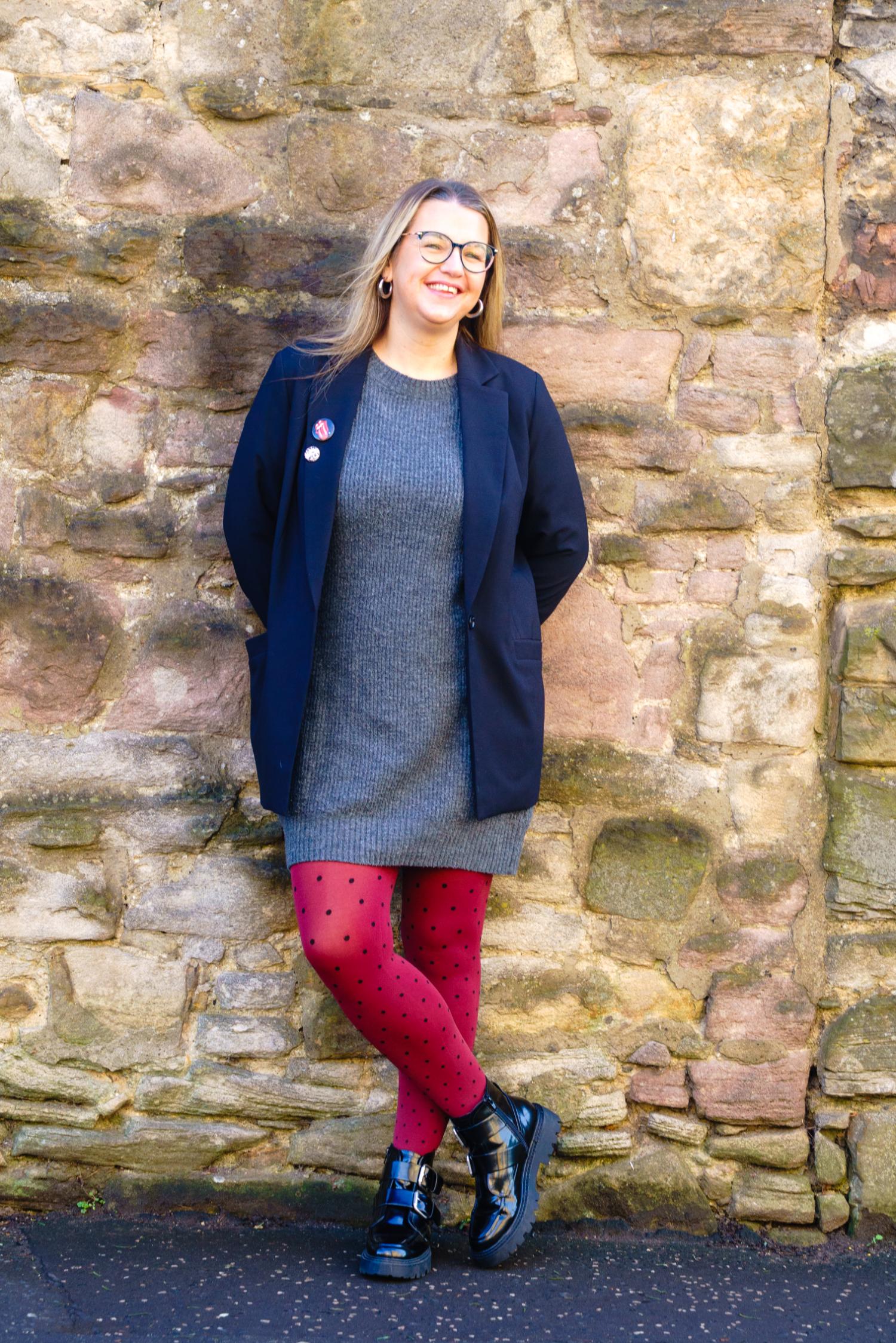 80 Denier Opaque Tights - Cherry Dot