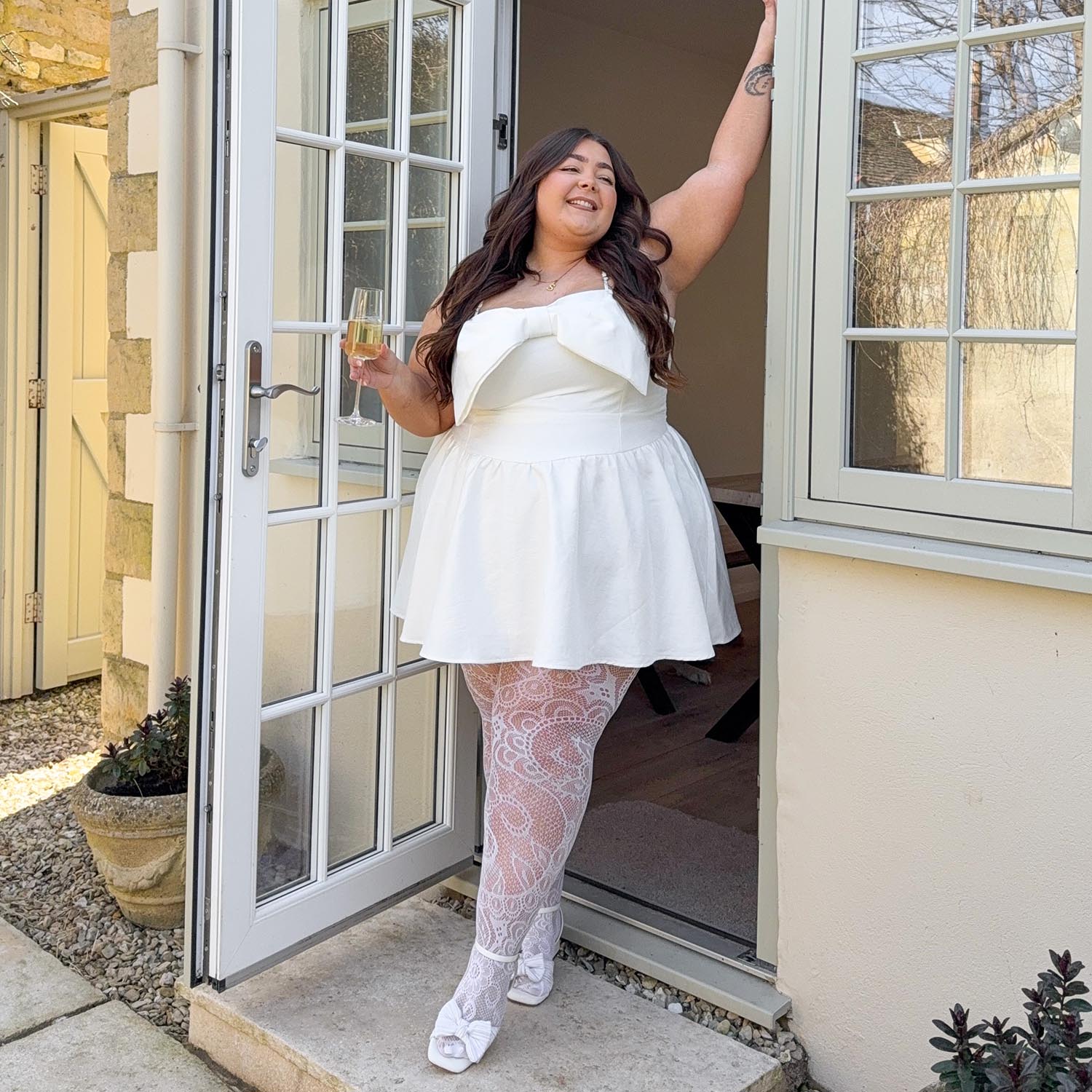 Botanical Fishnets White Tights Clothes In Sizes 4-38 Snag