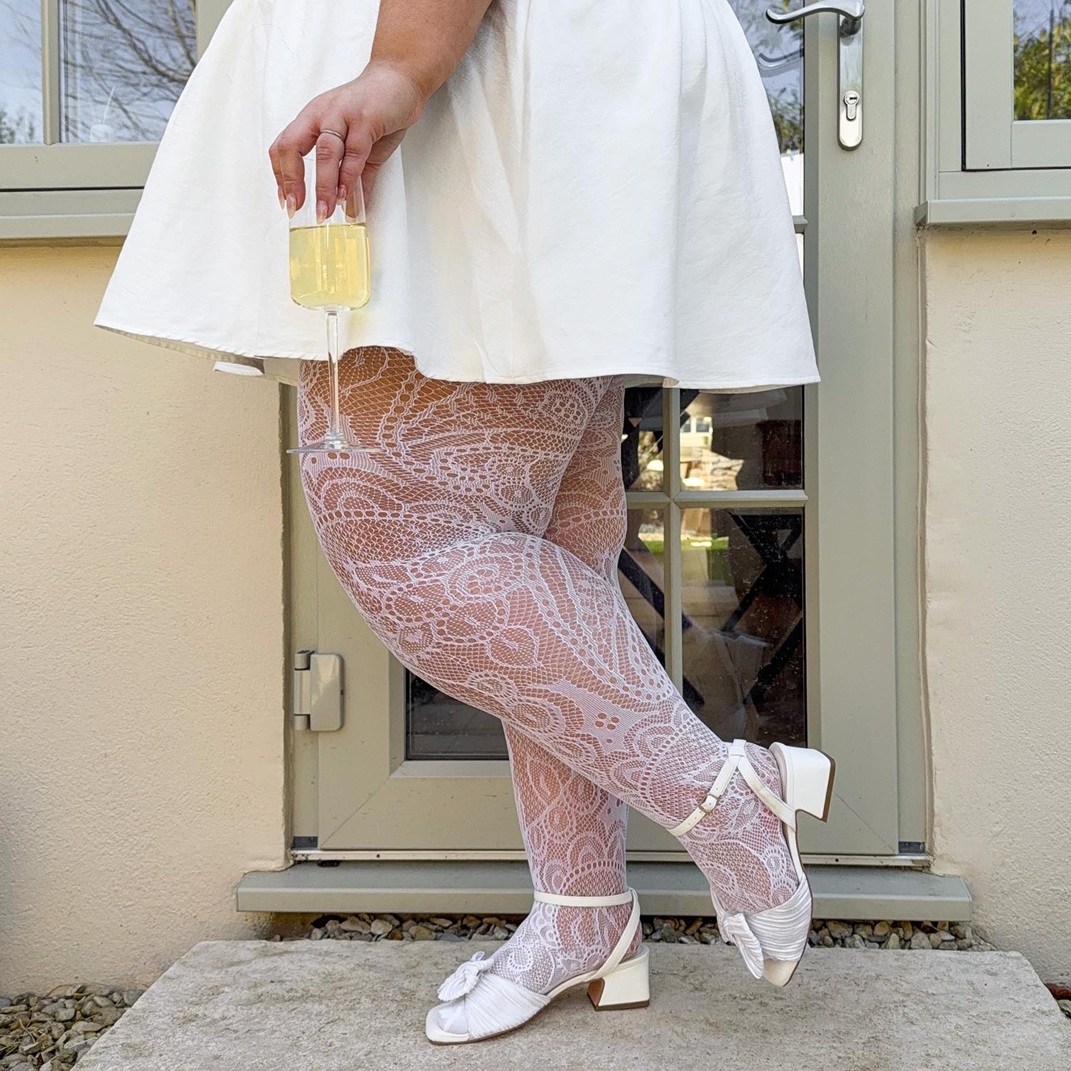 Botanical Fishnets - White - Tights & Clothes In Sizes 4-38 - Snag