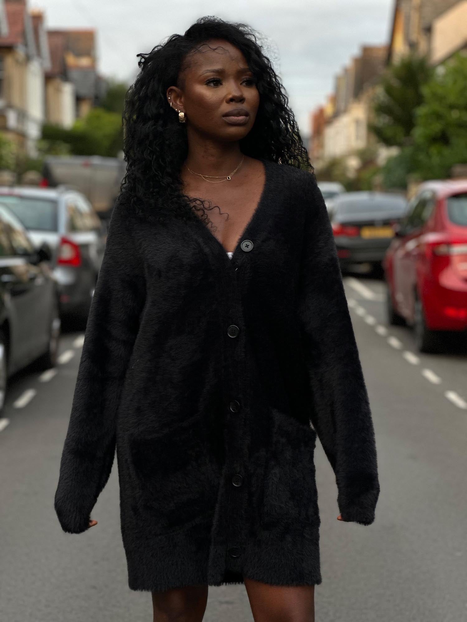 Oversized Fluffy Cardigan Cosy Knitwear Snag