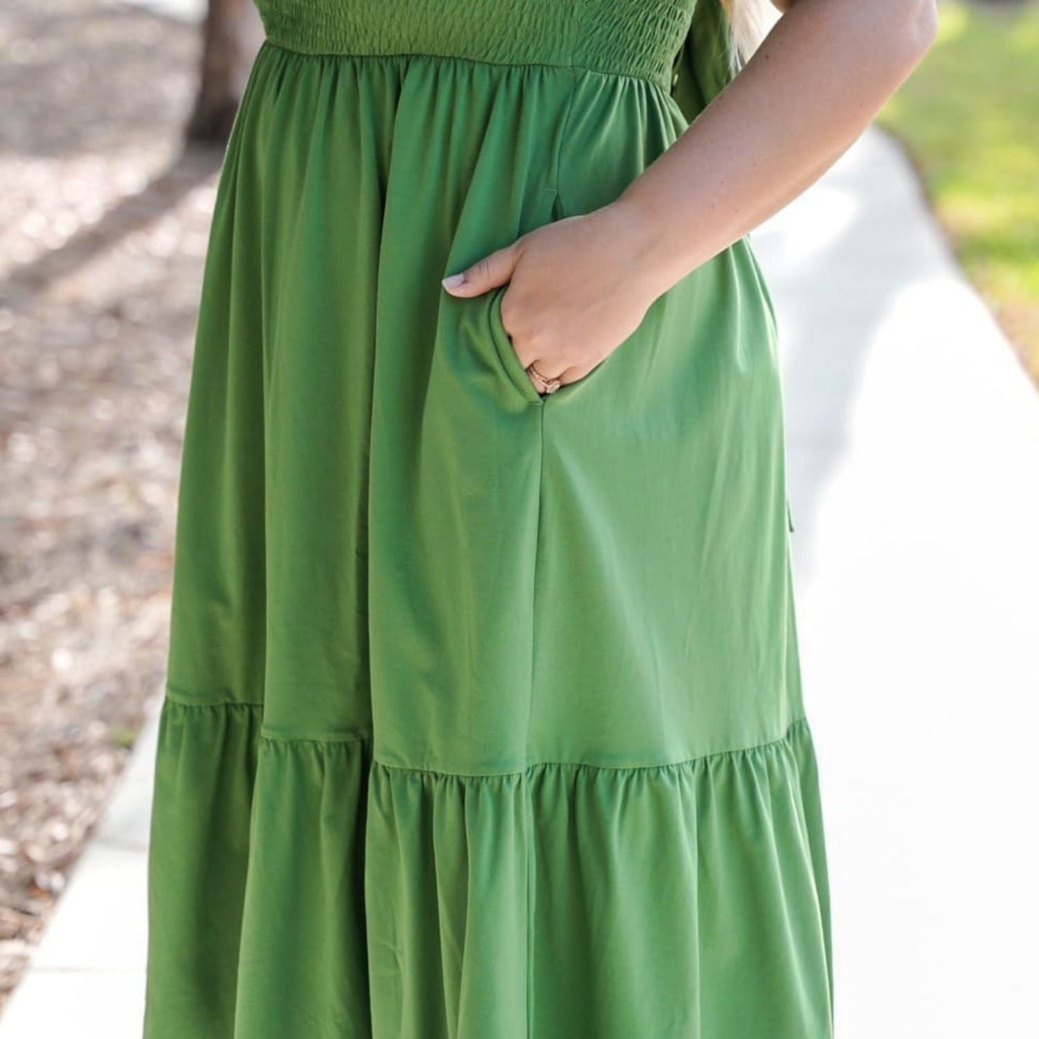 Shirred Midi Dress