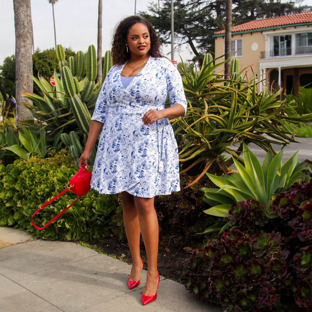 Mini Wrap Dress - Passion au Jardin - L'Amour Bleu - Tights