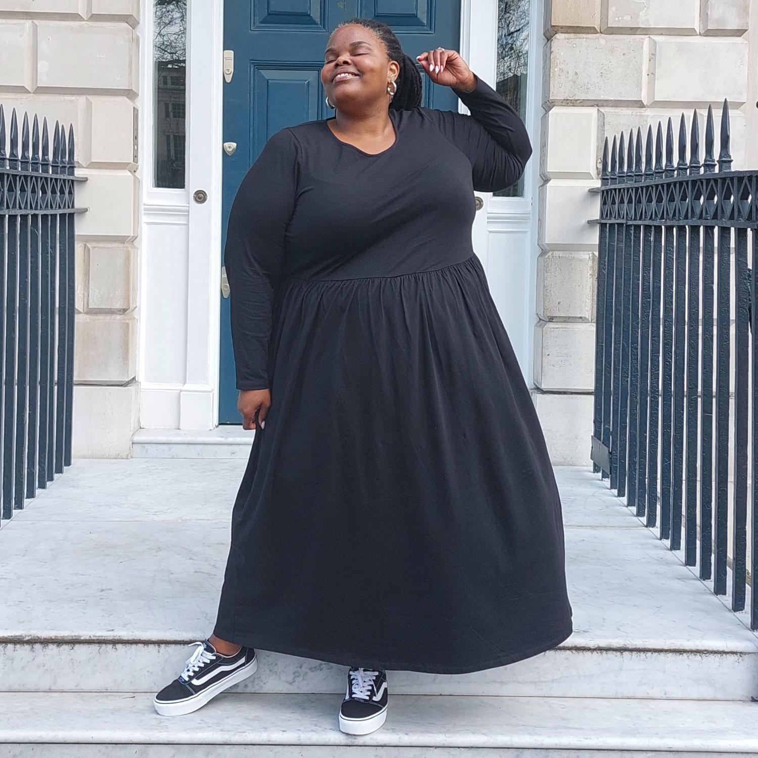 Black Long Sleeve Maxi Dress | Full Coverage | Snag