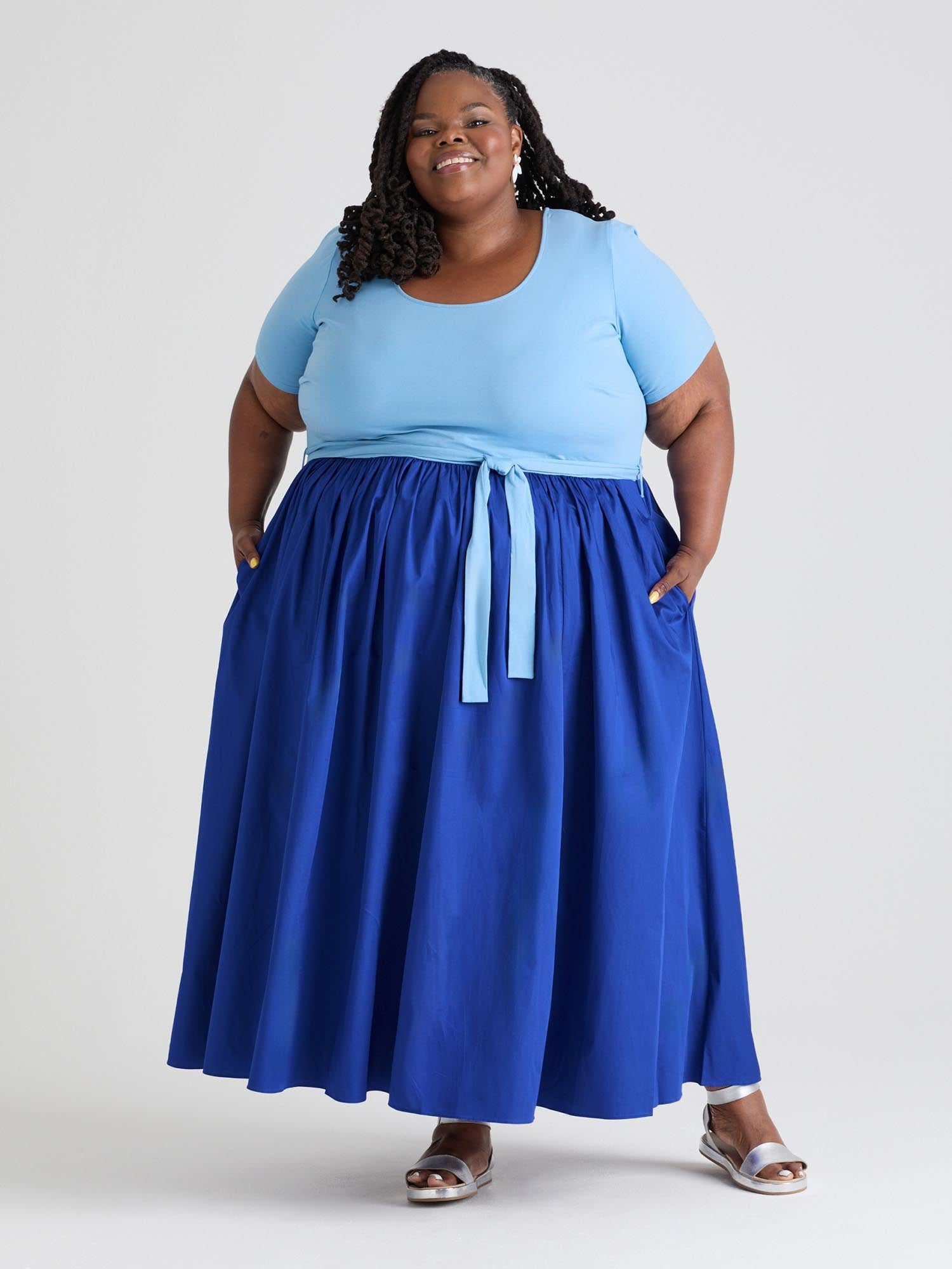 Midaxi Tee Poplin Dress - Duo Blue - Tights & Clothes In Sizes 4-38