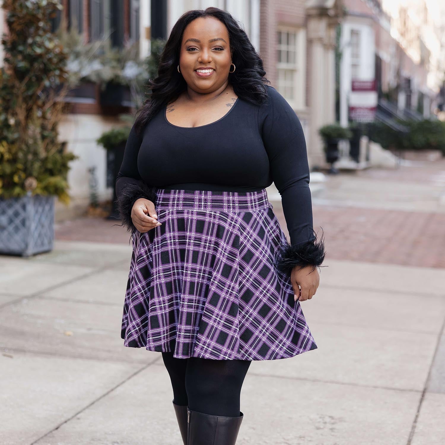 Moorland Plaid Mini Skirt | High Waisted Skater Skirt | Snag