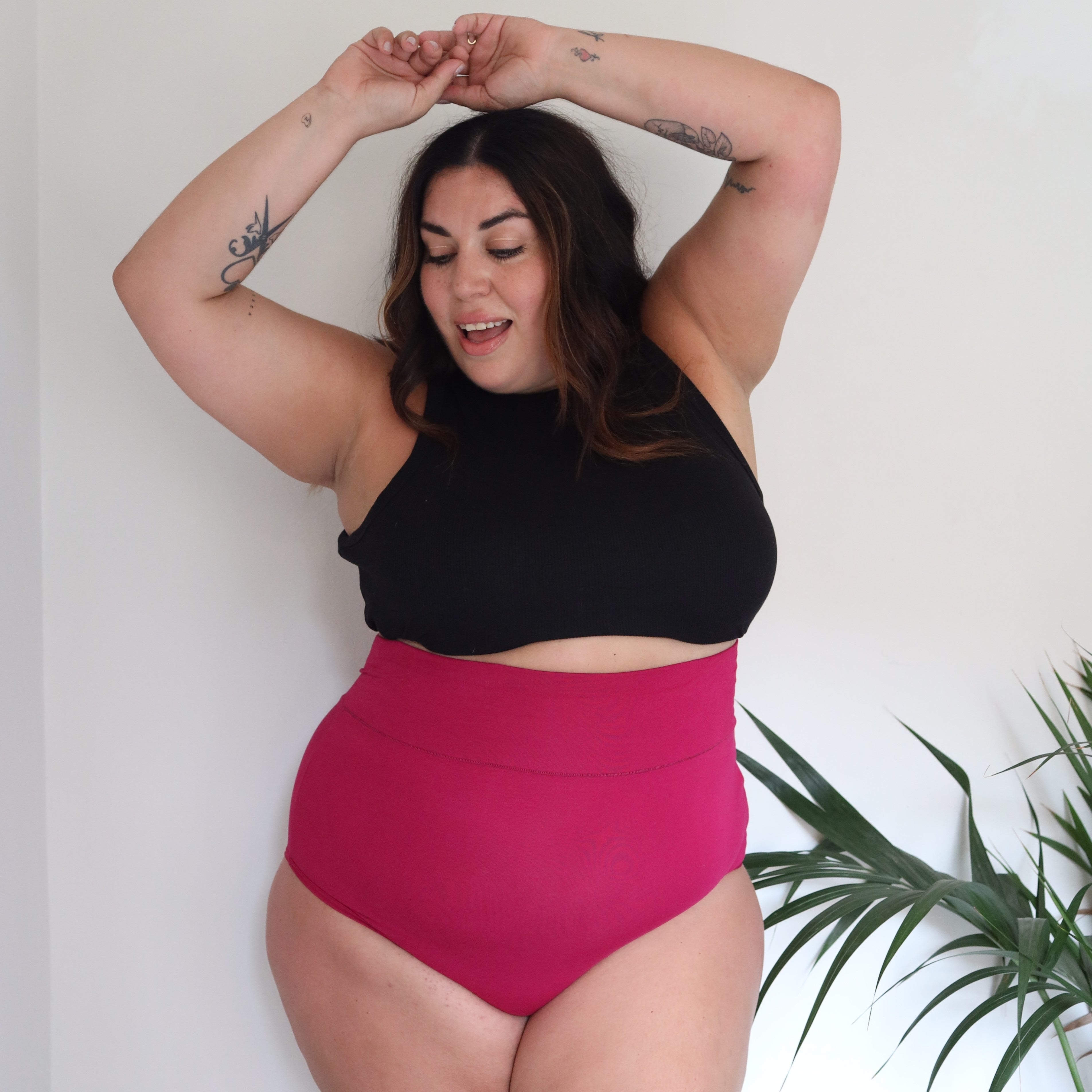 Organic Cotton Super High Waist Knickers Raspberry Pie