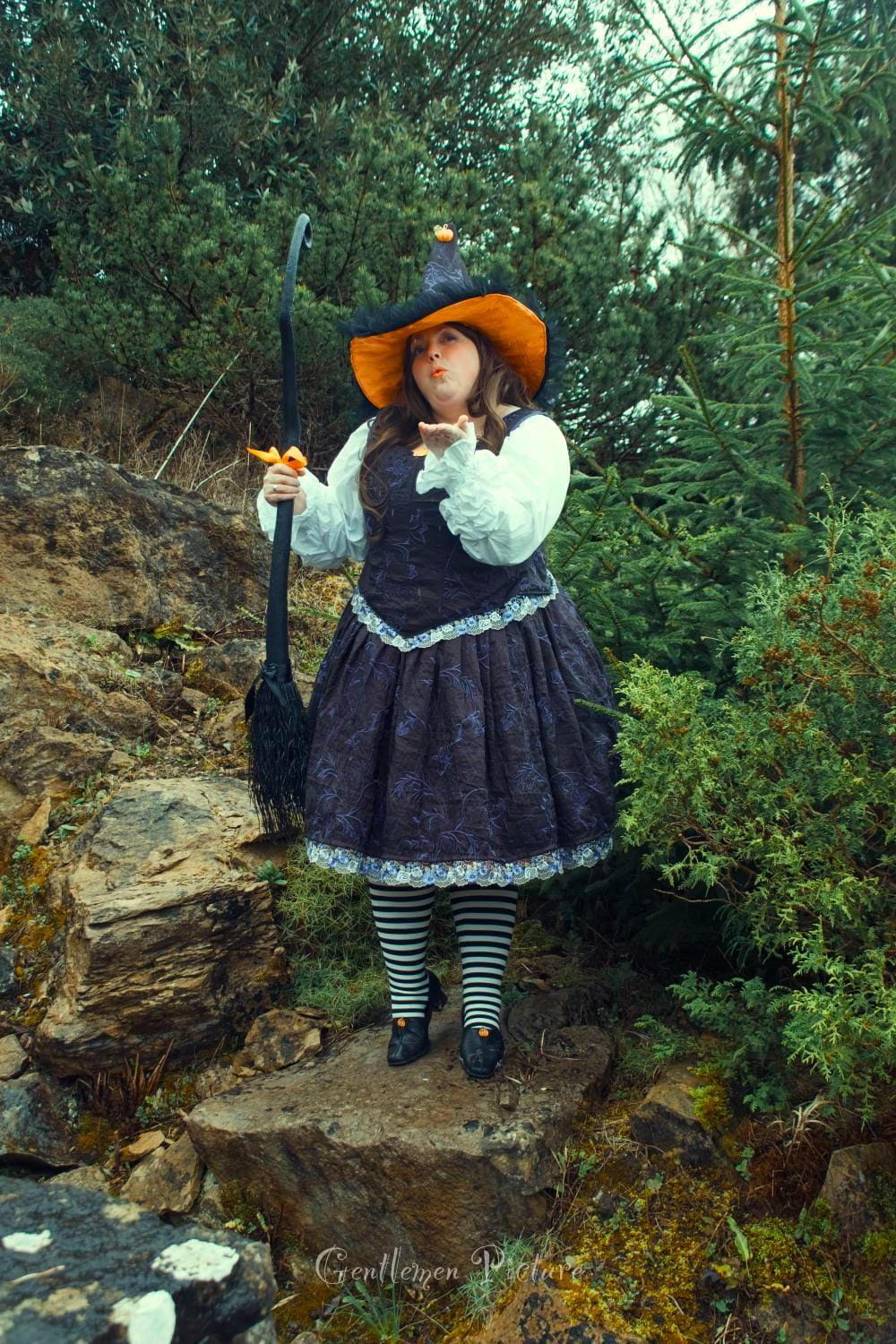 80 Denier Black & White Striped Tights - Witch